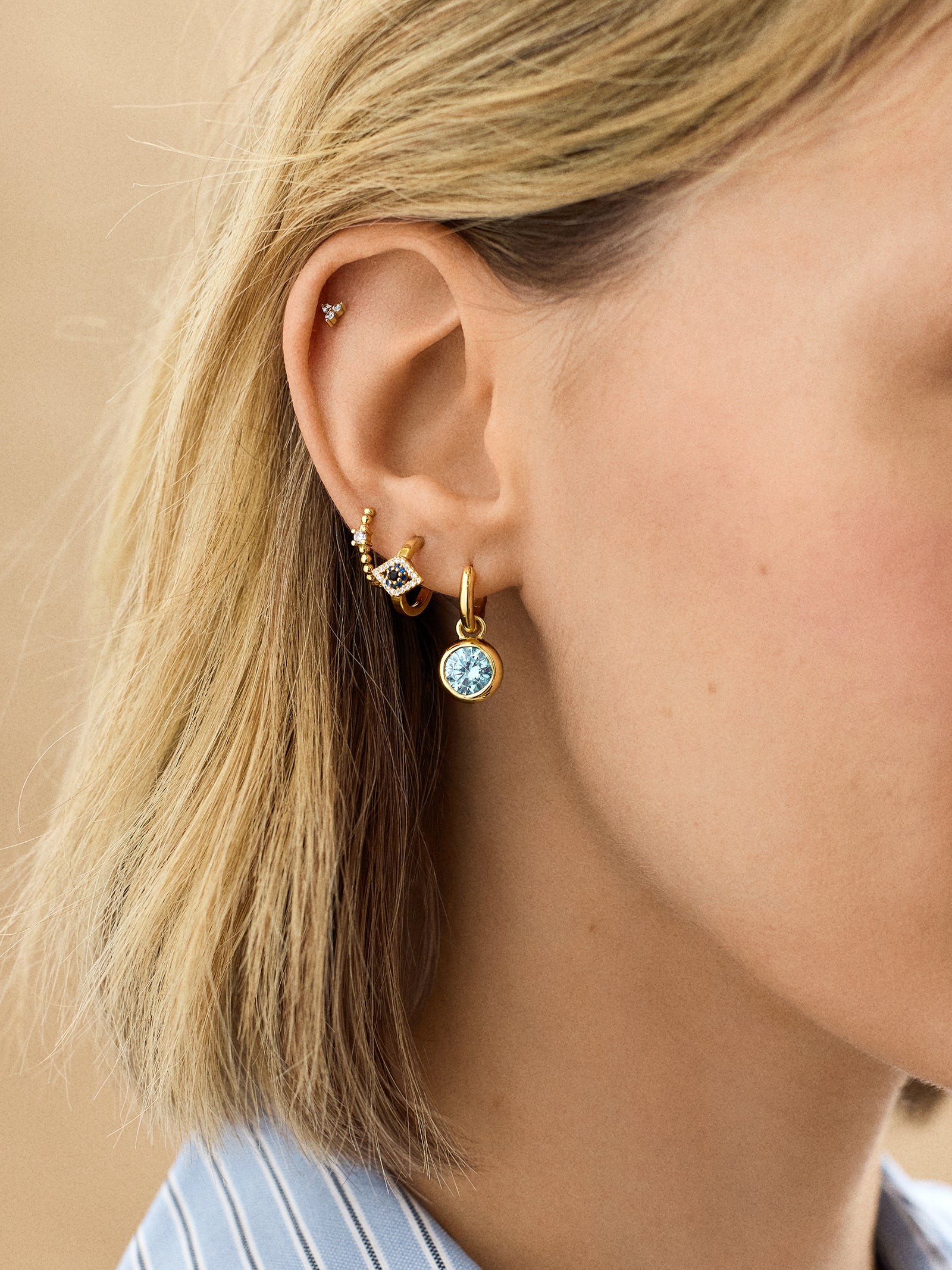 18K Gold Evil Eye Delicate Hoop Earrings - Evil Eye - Image 2