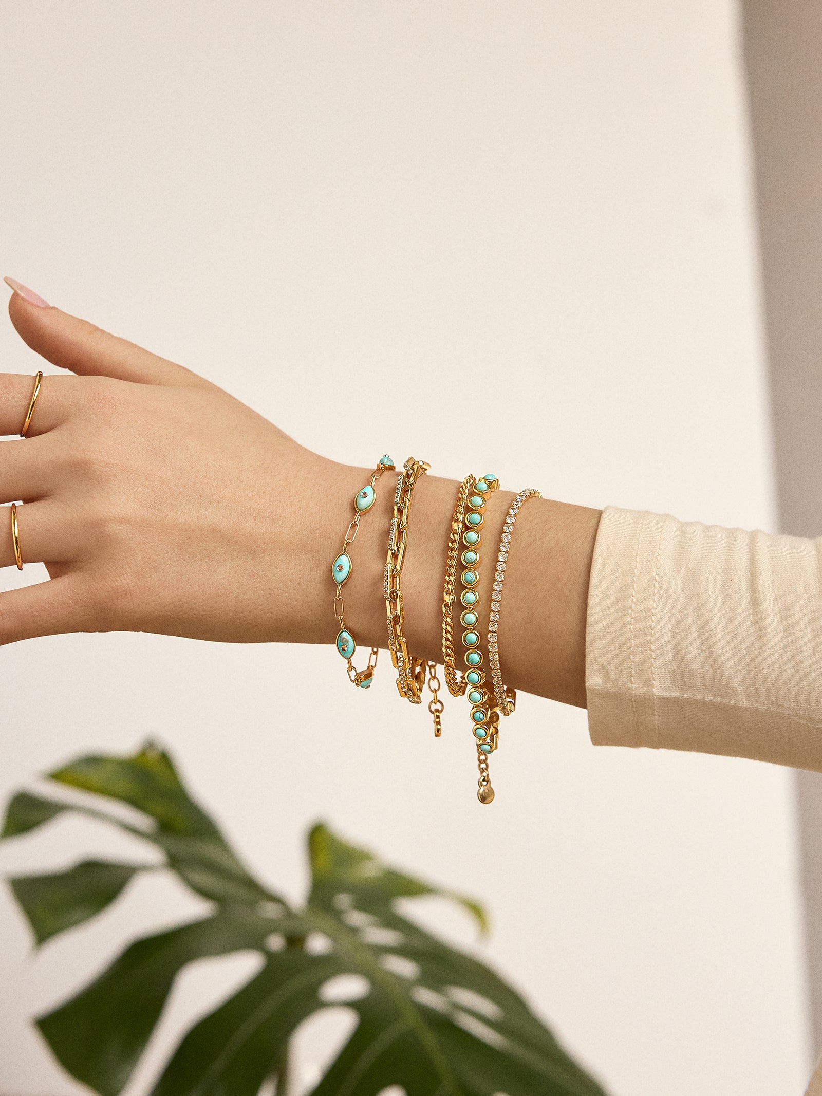 Yara Evil Eye Bracelet - Gold/Blue - Image 2