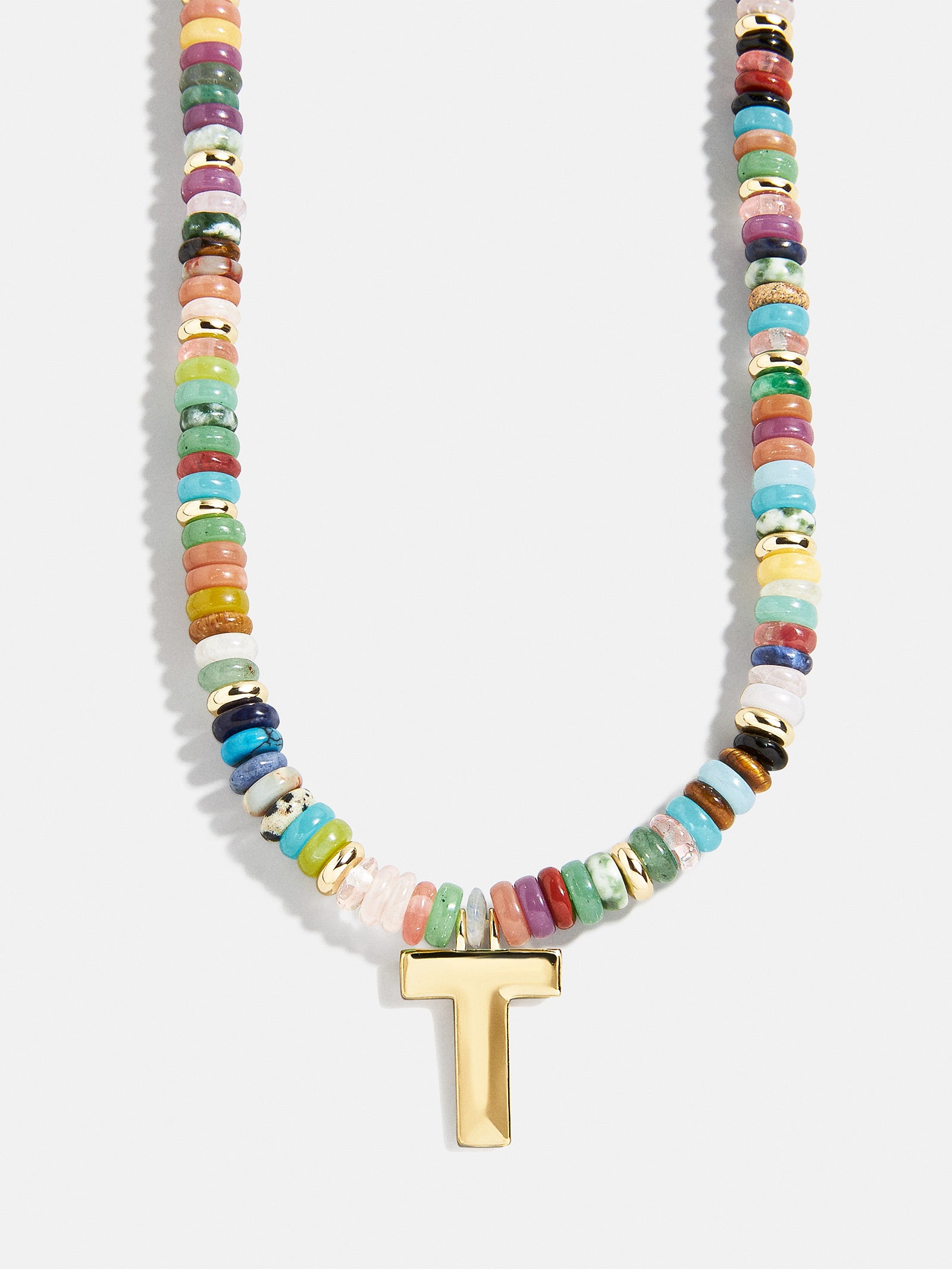 Semi-Precious Block Initial Necklace - Multi/Gold - Image 21