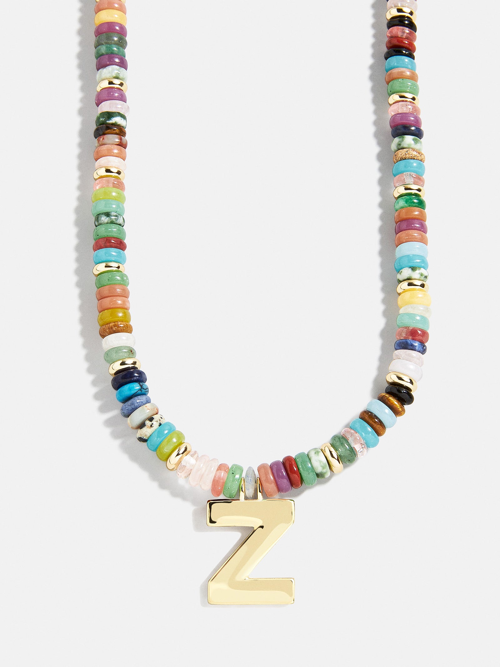 Semi-Precious Block Initial Necklace - Multi/Gold - Image 24