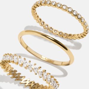 18K Gold Willow Ring Set - Gold/Pav??