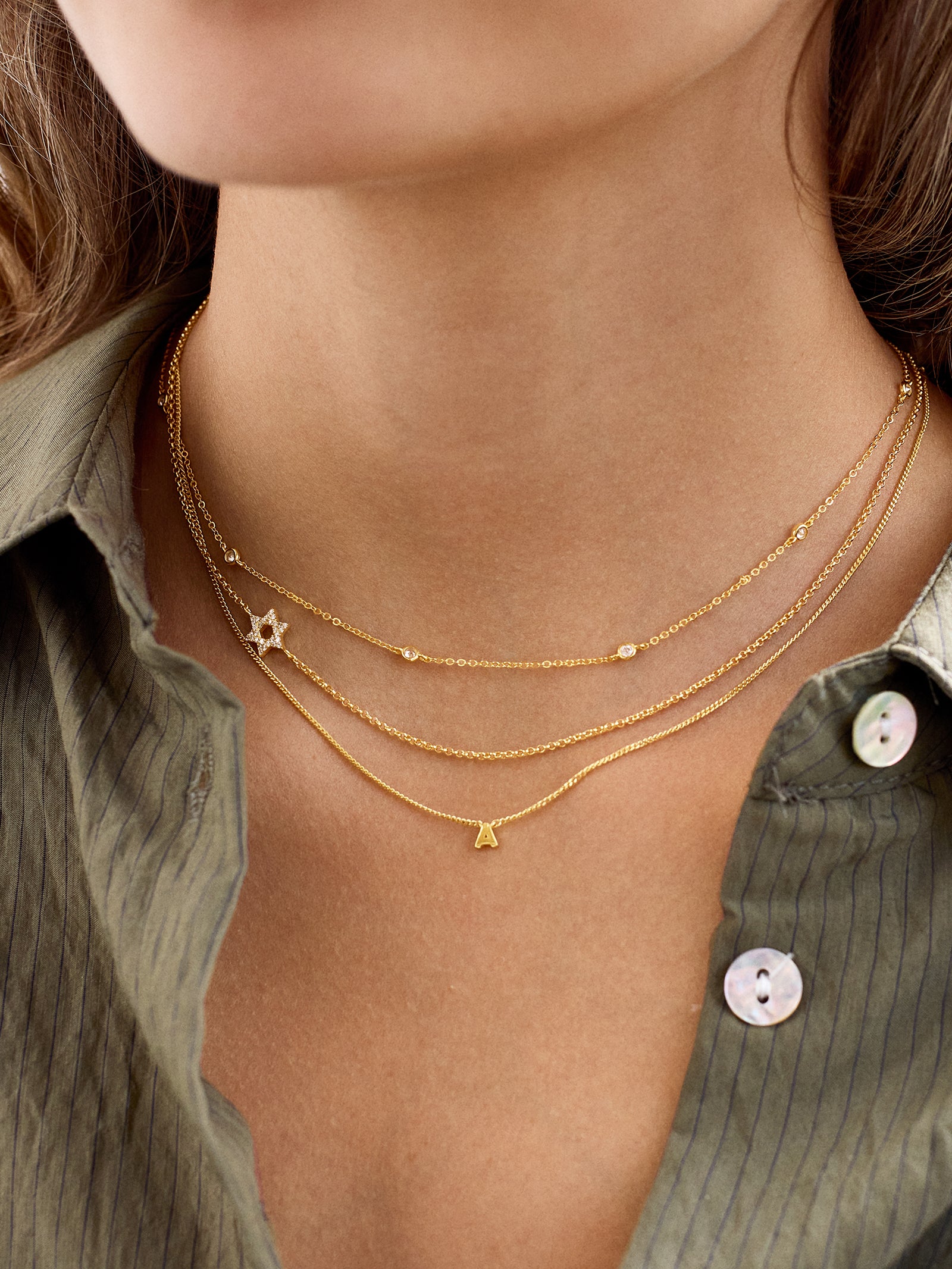 18K Gold Asymmetrical Star of David Necklace - Star of David - Image 2