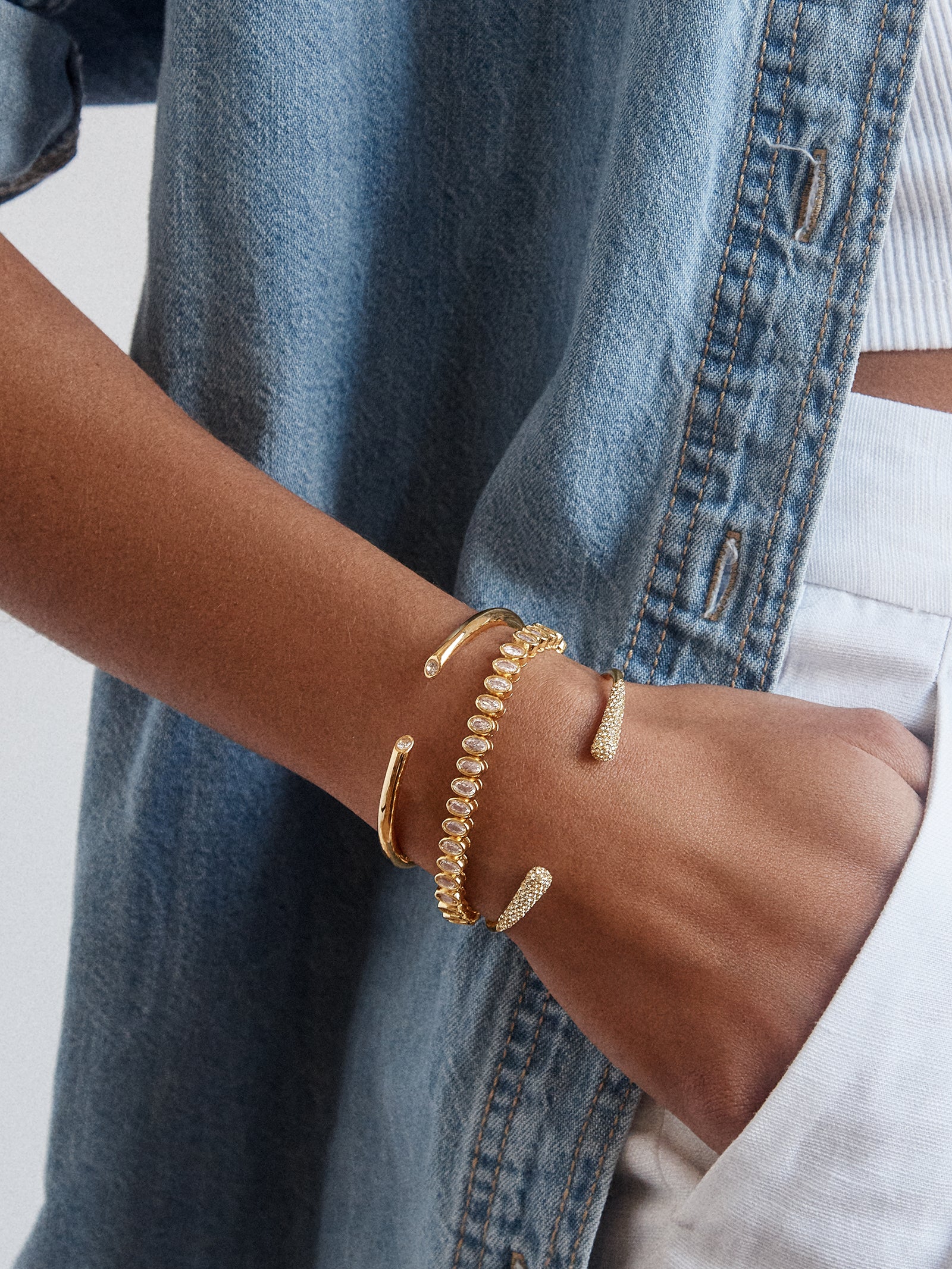 Kelly Gold Cuff Bracelet - Gold/Pav?? - Image 2