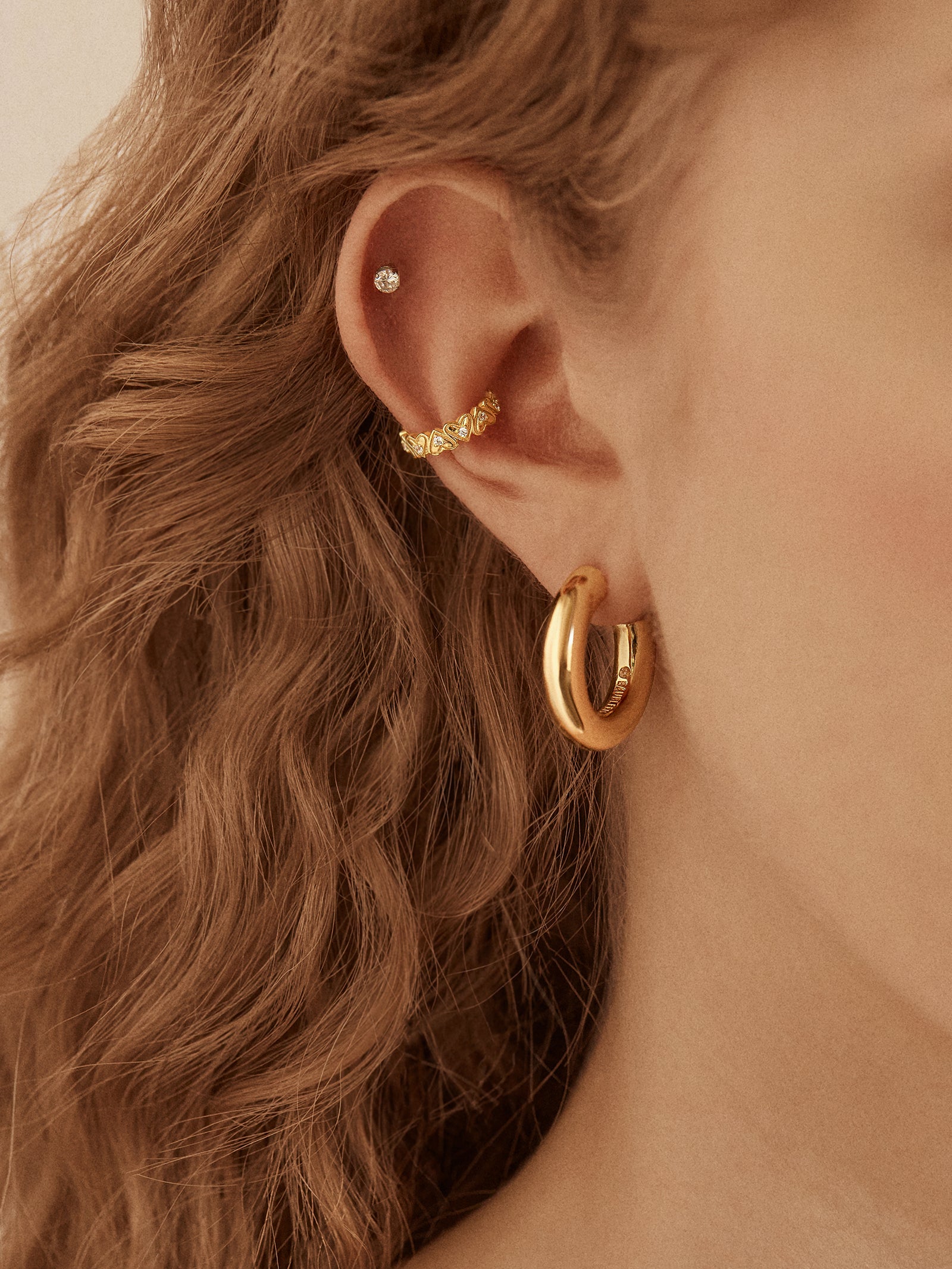 18K Gold Heart Ear Cuff - Heart - Image 2