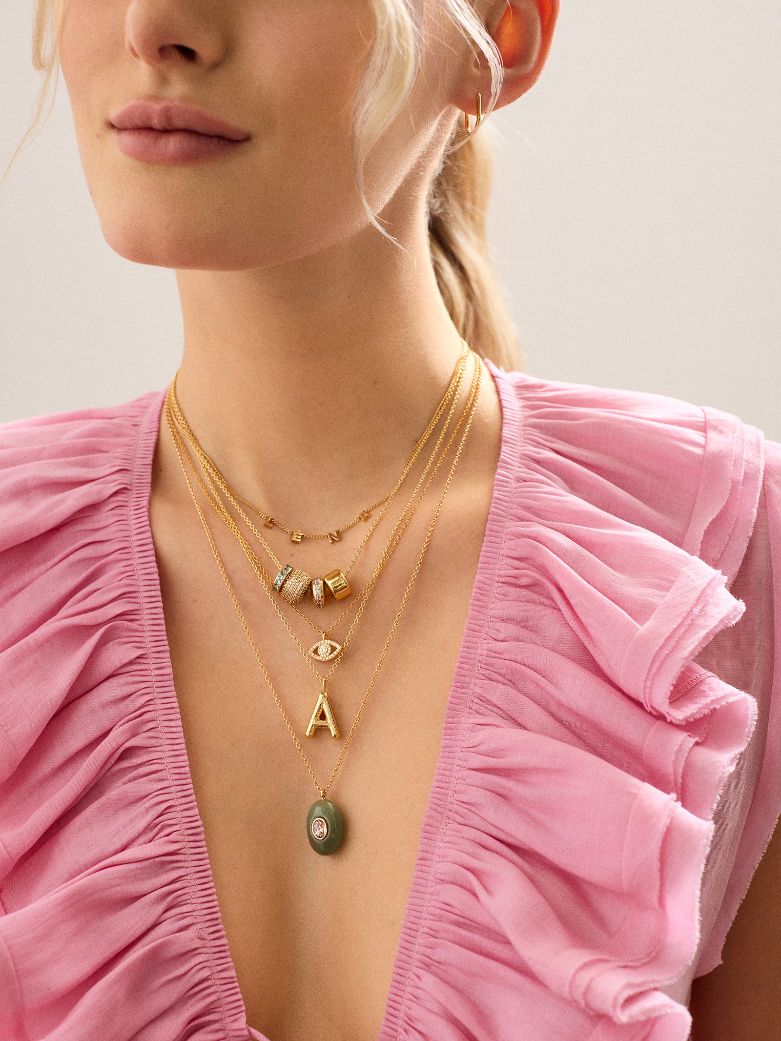 Aura Semi-Precious Pendant Necklace - Green - Image 5