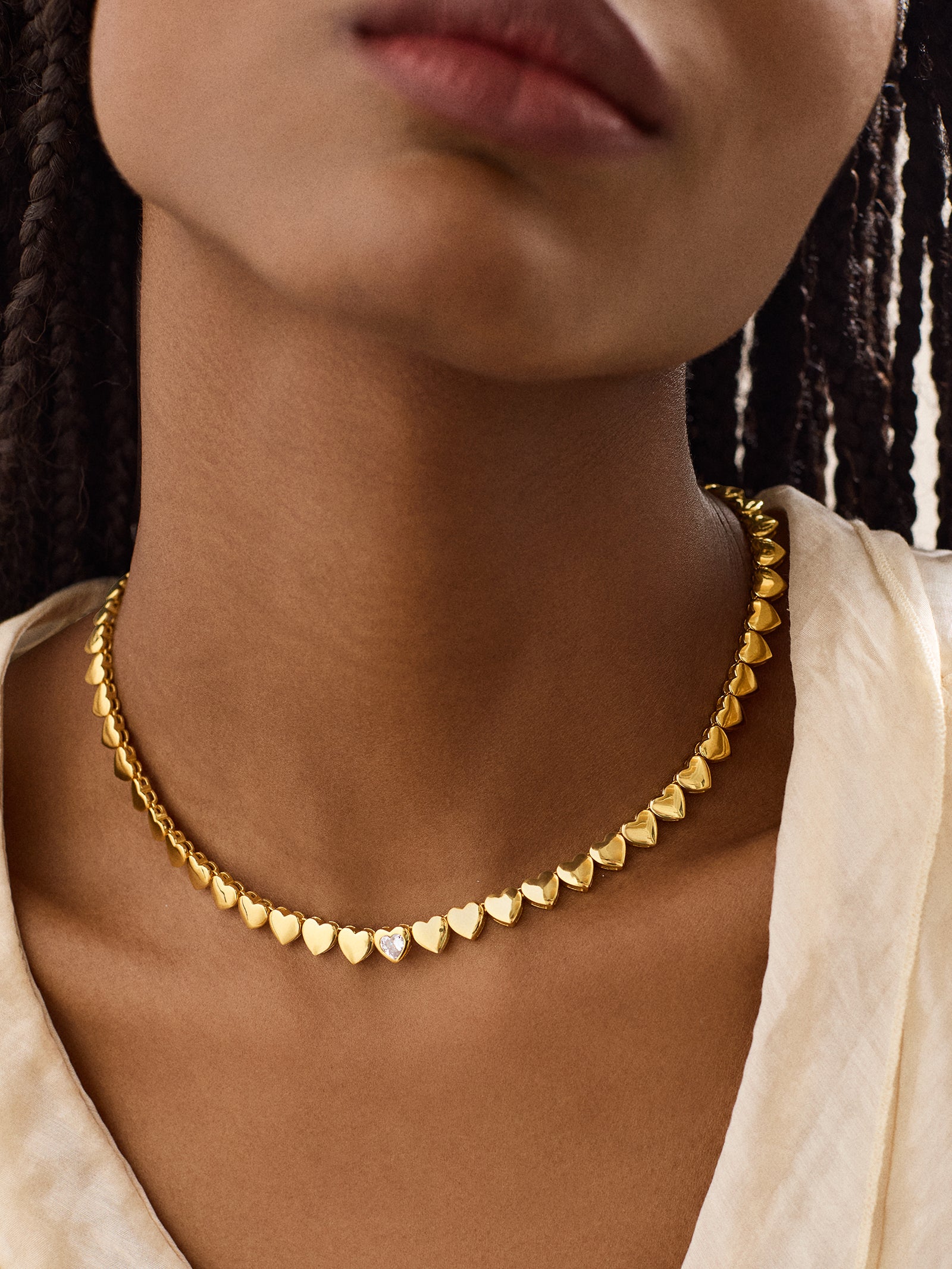 18K Gold Daphne Tennis Necklace - Gold/Pav?? - Image 2
