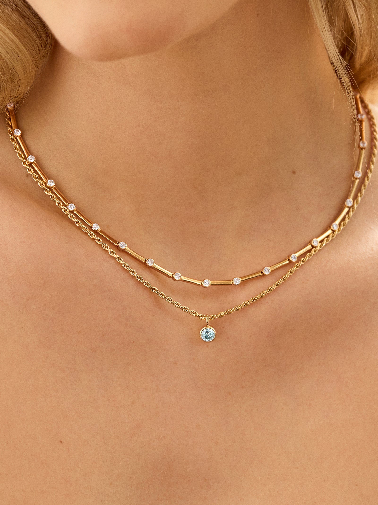 18K Gold Florence Birthstone Necklace - Crystal - Image 2