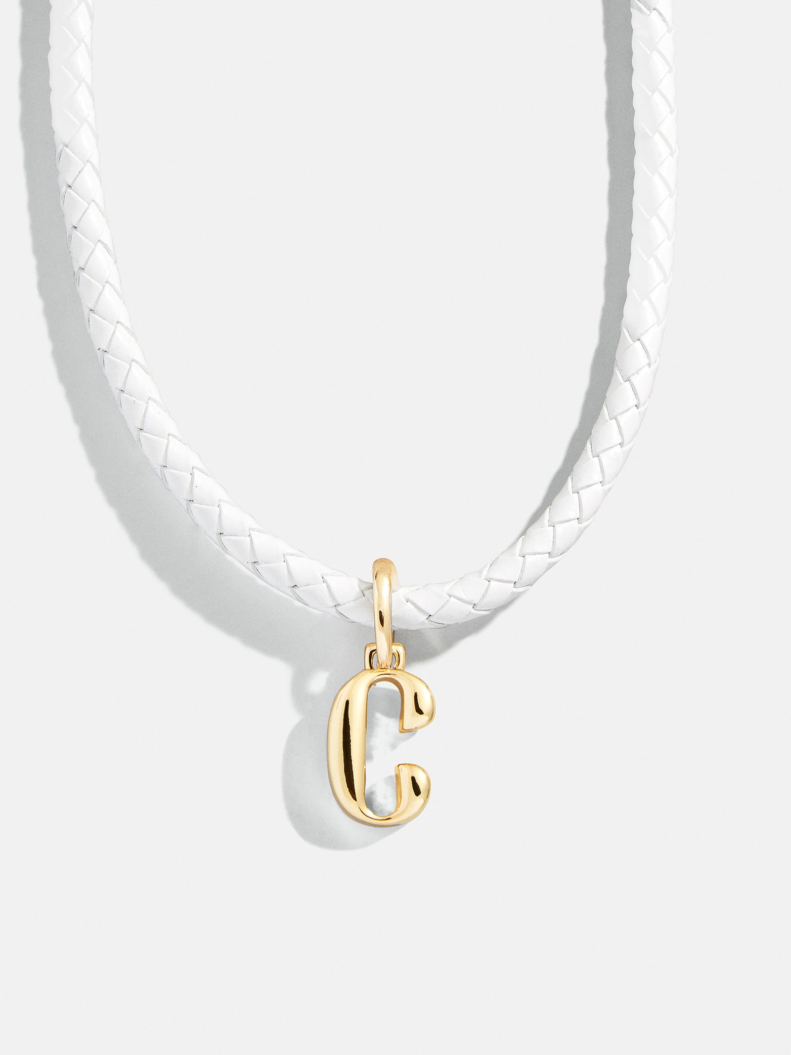 Leather Initial Necklace - White - Image 5