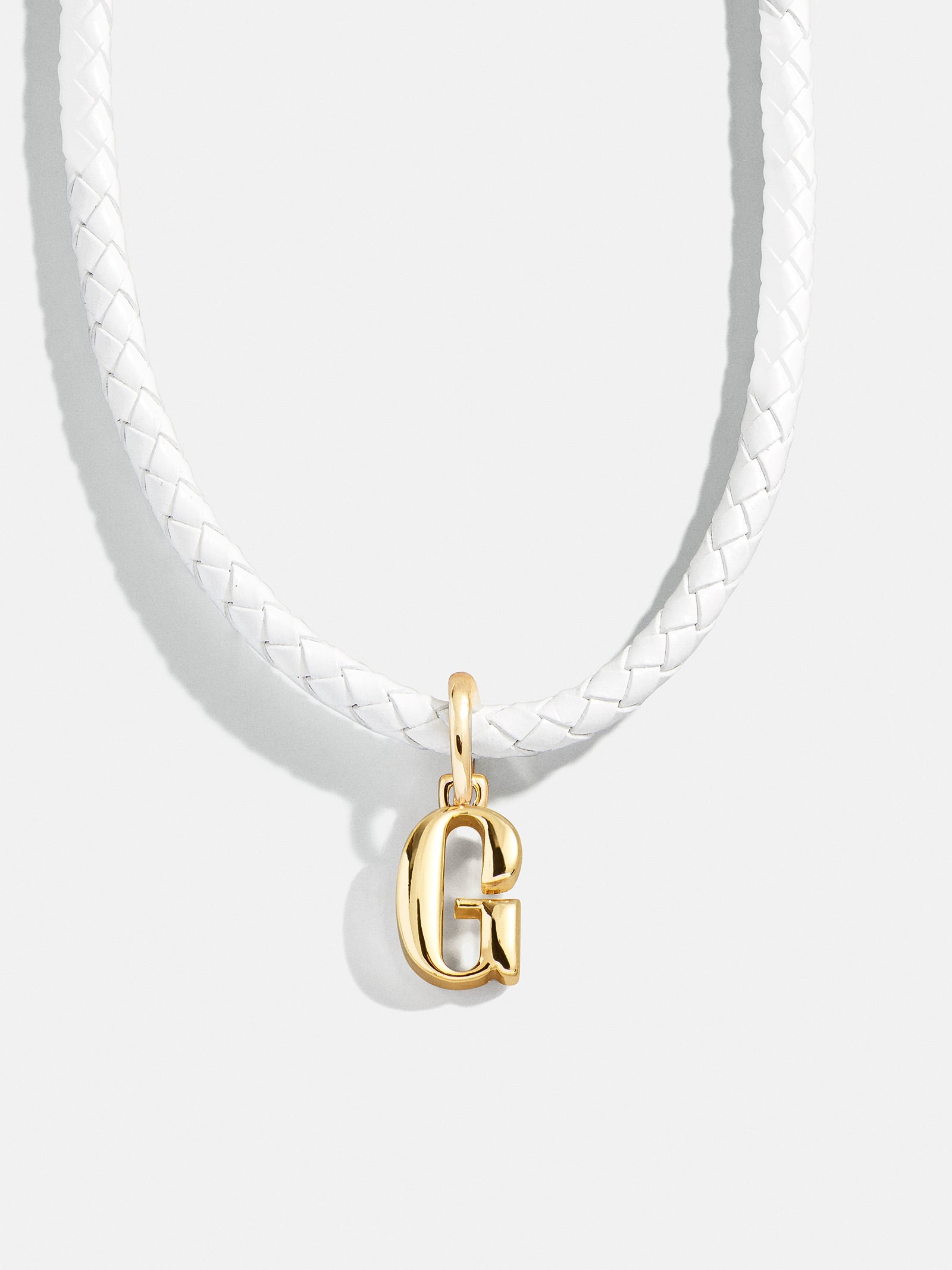 Leather Initial Necklace - White - Image 9