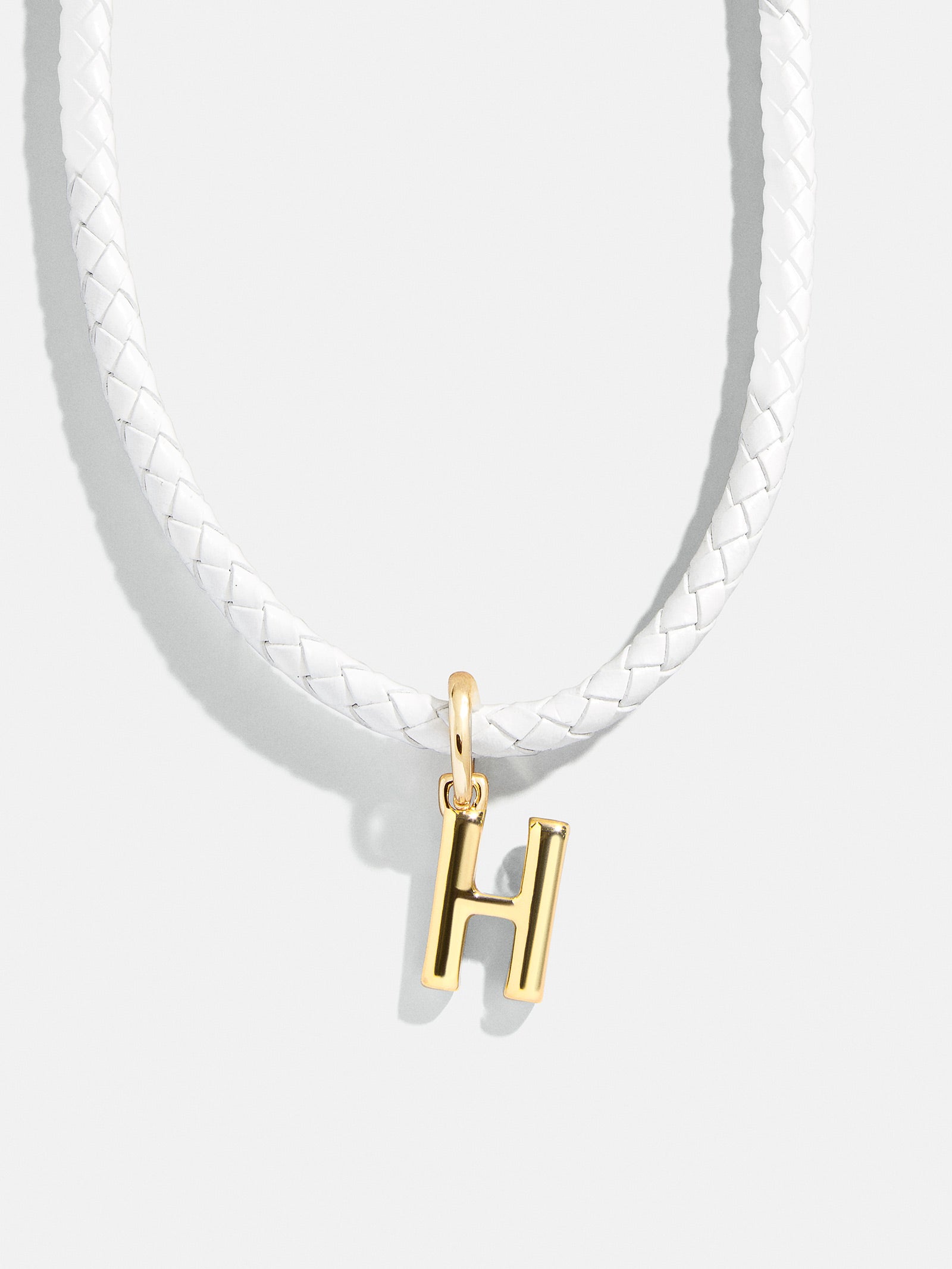 Leather Initial Necklace - White - Image 10