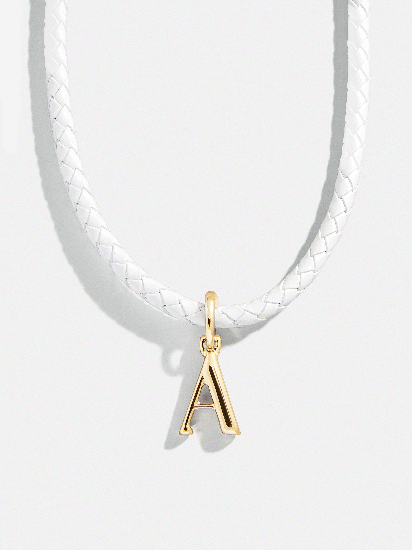 Leather Initial Necklace - White