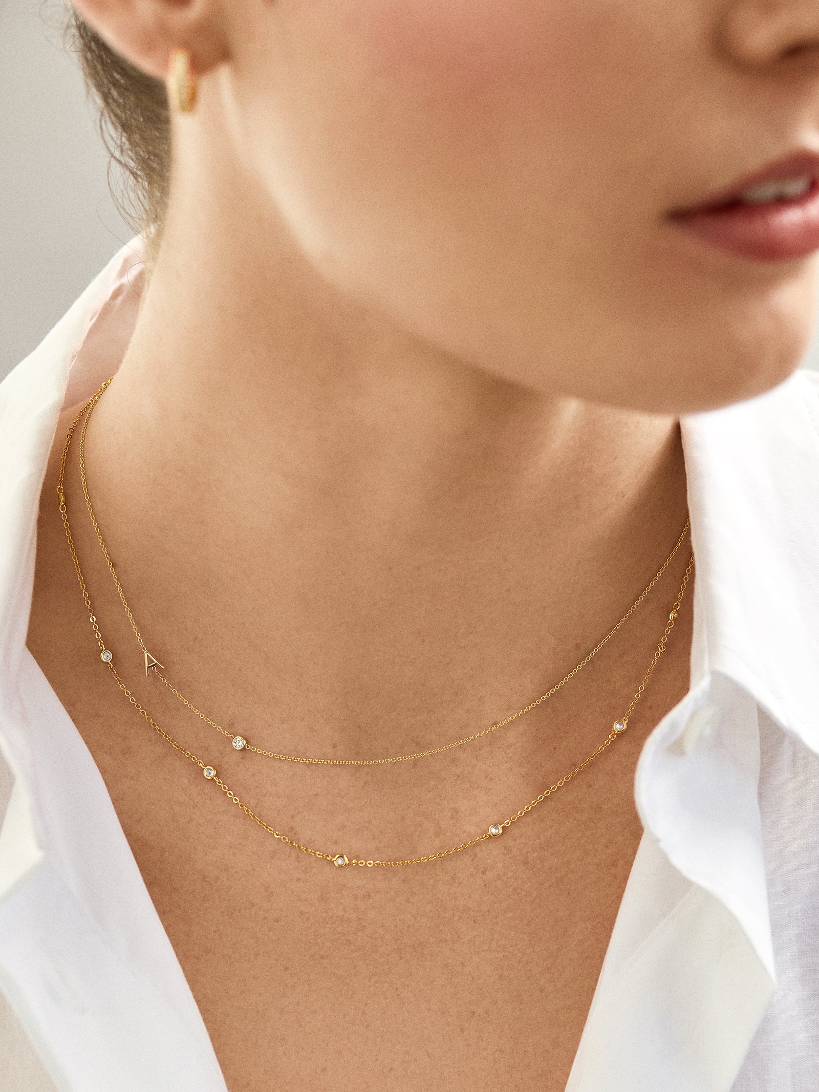 Maya Brenner Monogram Necklace with Diamond - Gold - Image 2