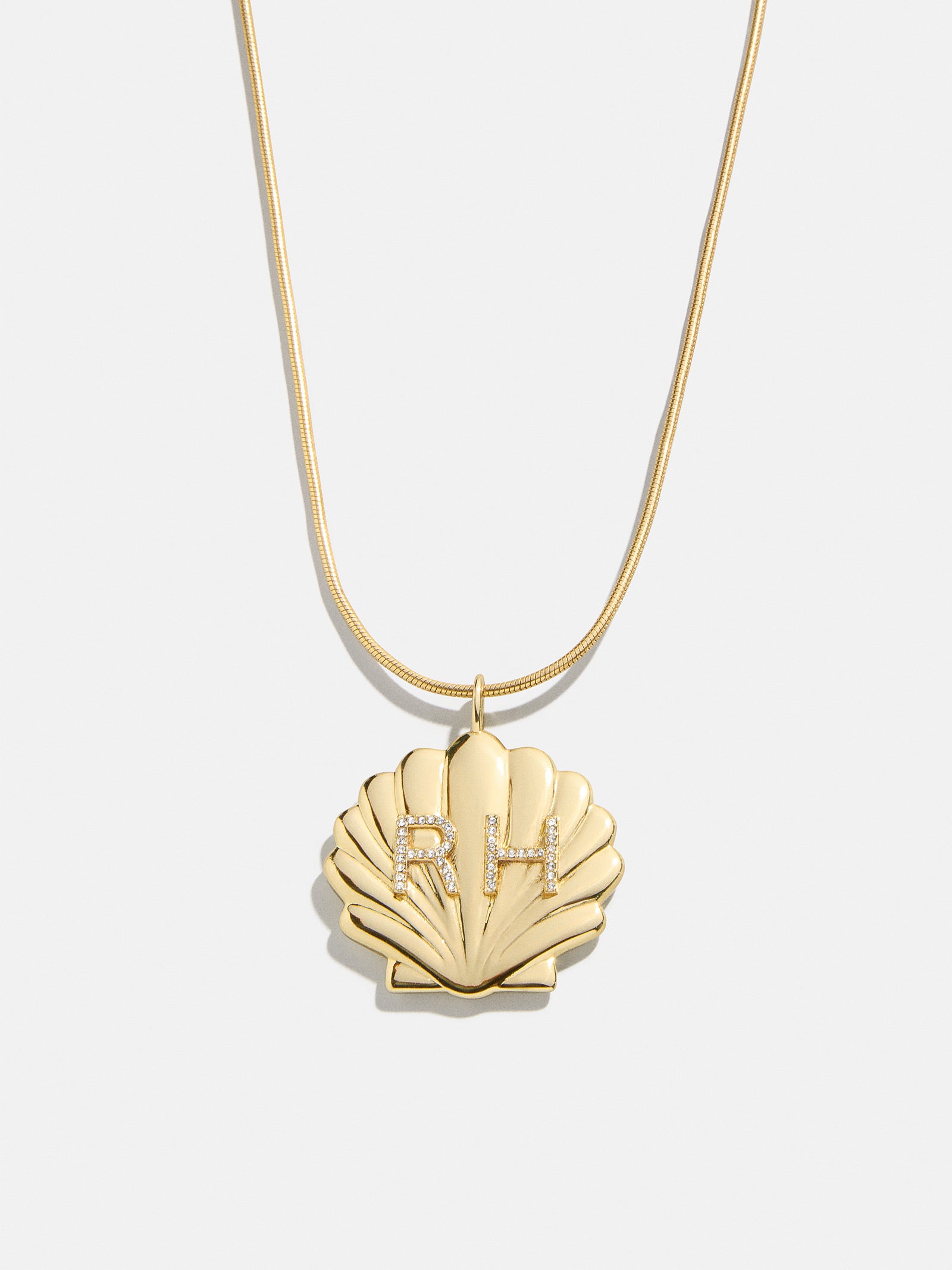 Seashell Custom Initial Necklace - Gold/Pav??