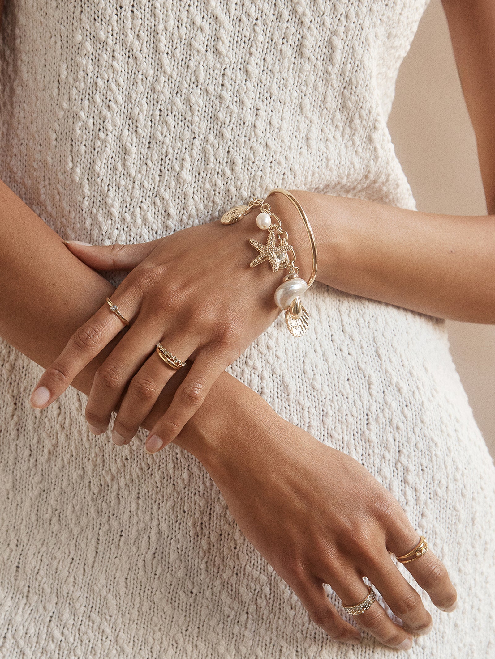 Isla Charm Bracelet - Gold/Pearl - Image 2