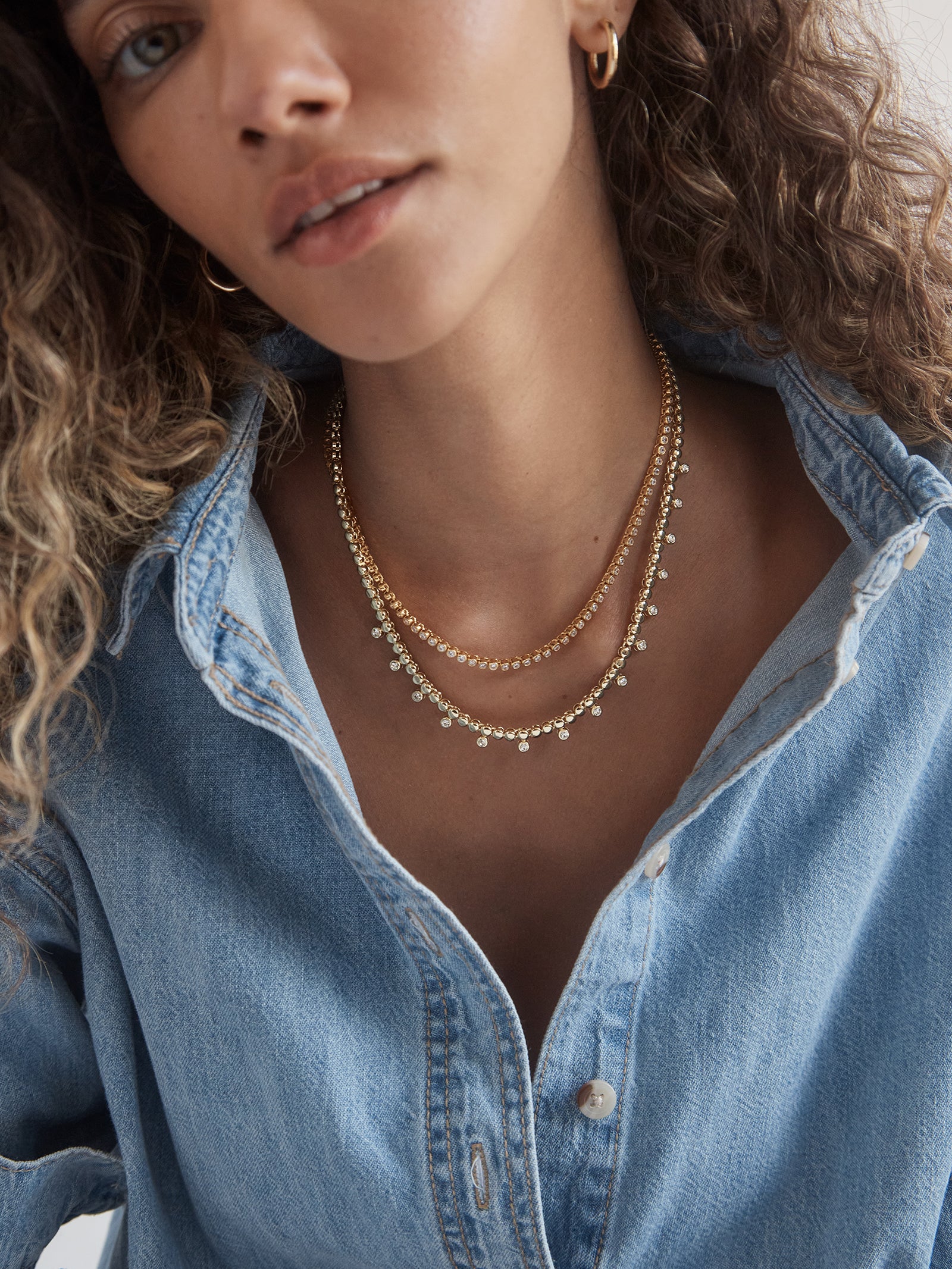 Joelle Pisa Beaded Necklace - Circle Bezel - Image 2