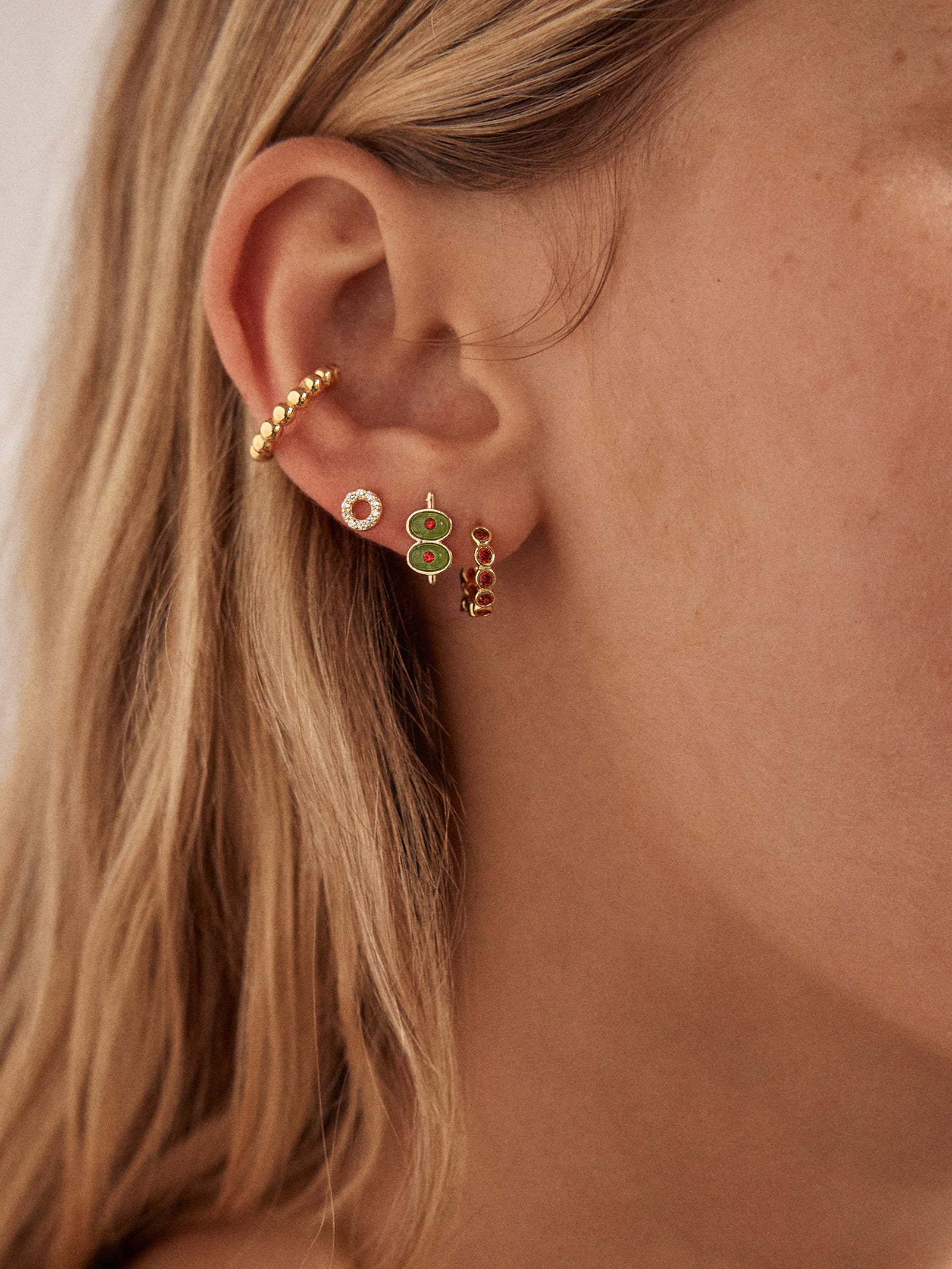 Briny Baby Olive Earrings - Green - Image 2