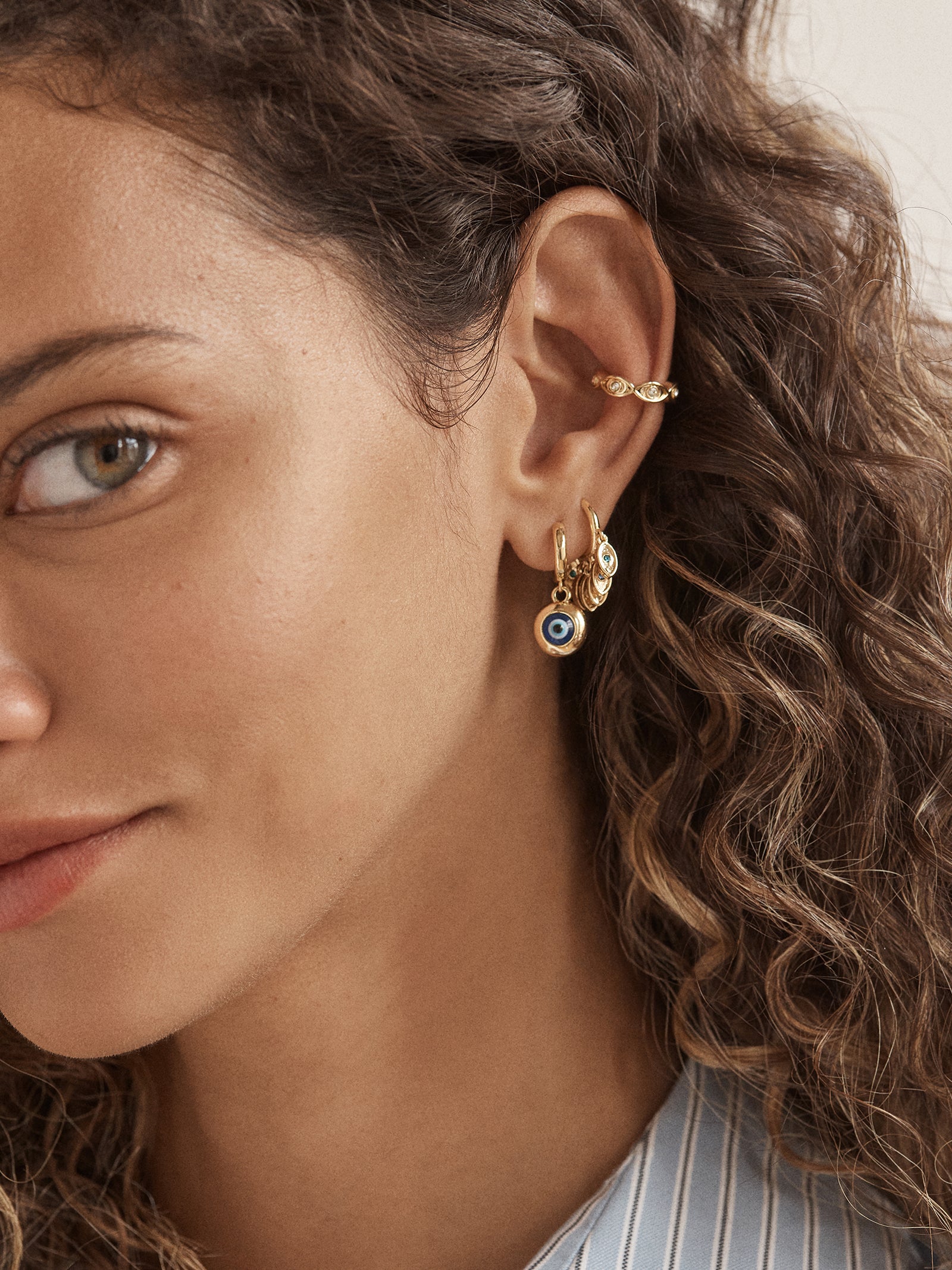 Evil Eye Earring Set - Gold/Blue - Image 2