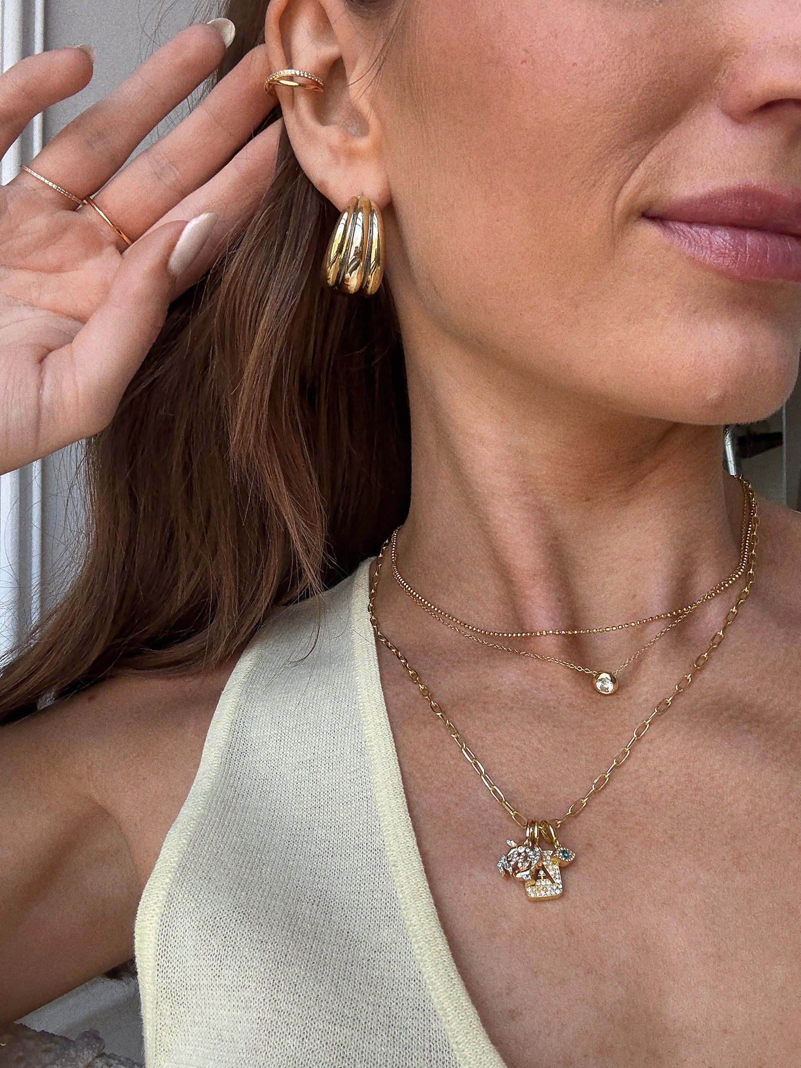 Gina Hoop Earrings - Gold - Image 2