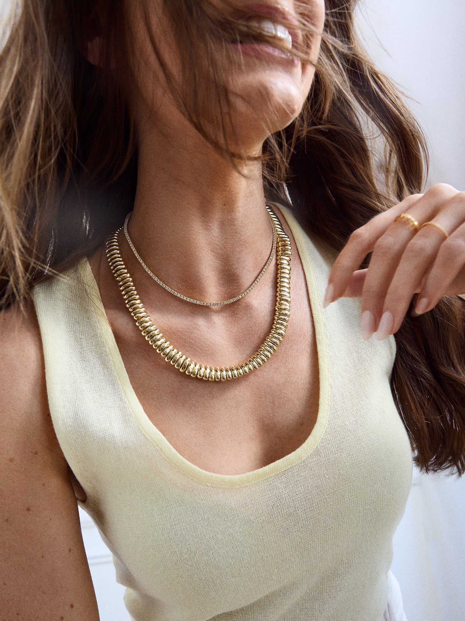Keira Ribbed Necklace - Gold - Image 2