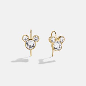 Disney Mickey Mouse 18K Gold Plated Sterling Silver Micro Drop Earrings - Gold/Pav??
