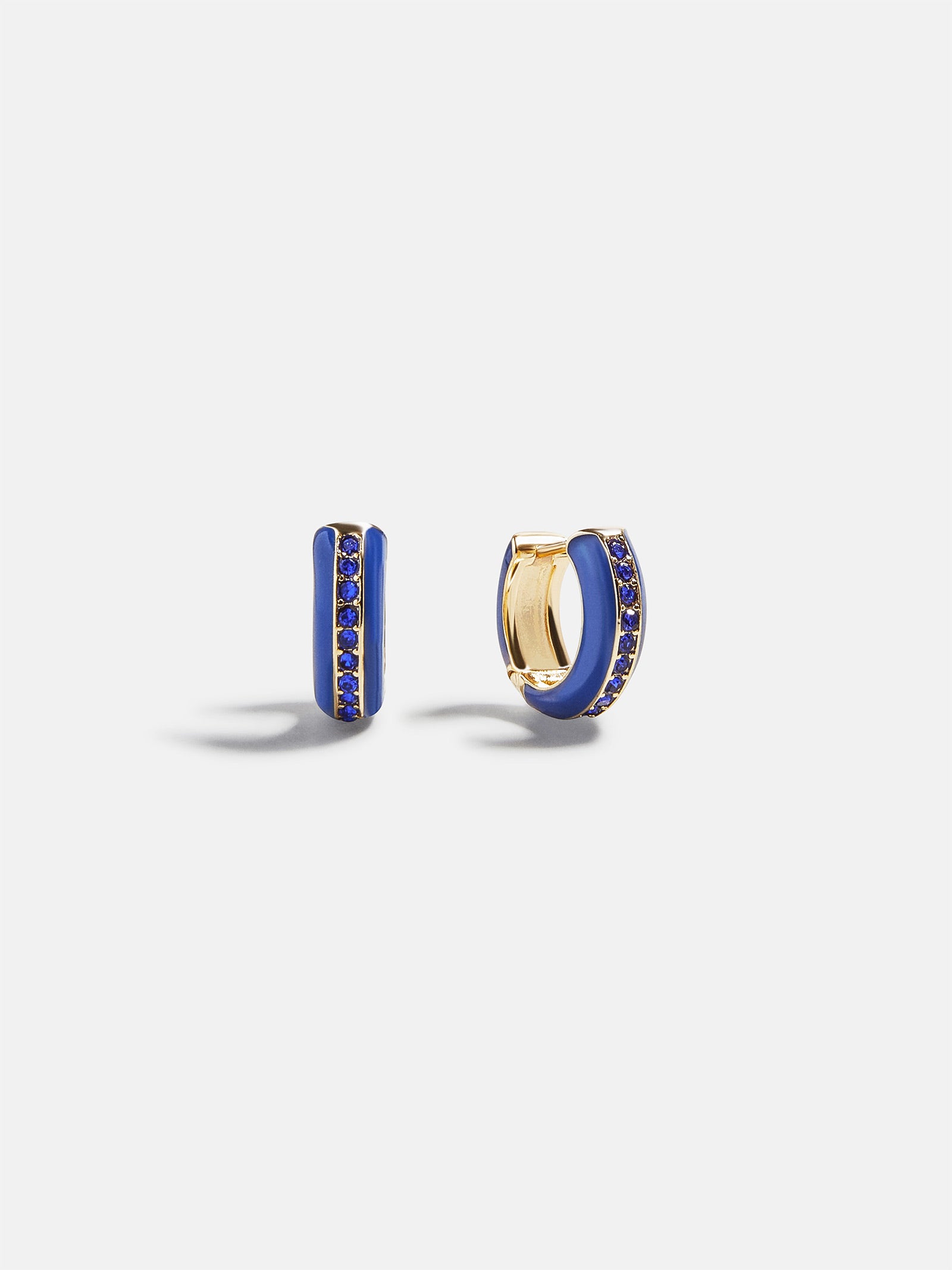 Game Day Enamel Huggie Earrings - Blue