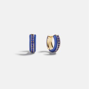 Game Day Enamel Huggie Earrings - Blue