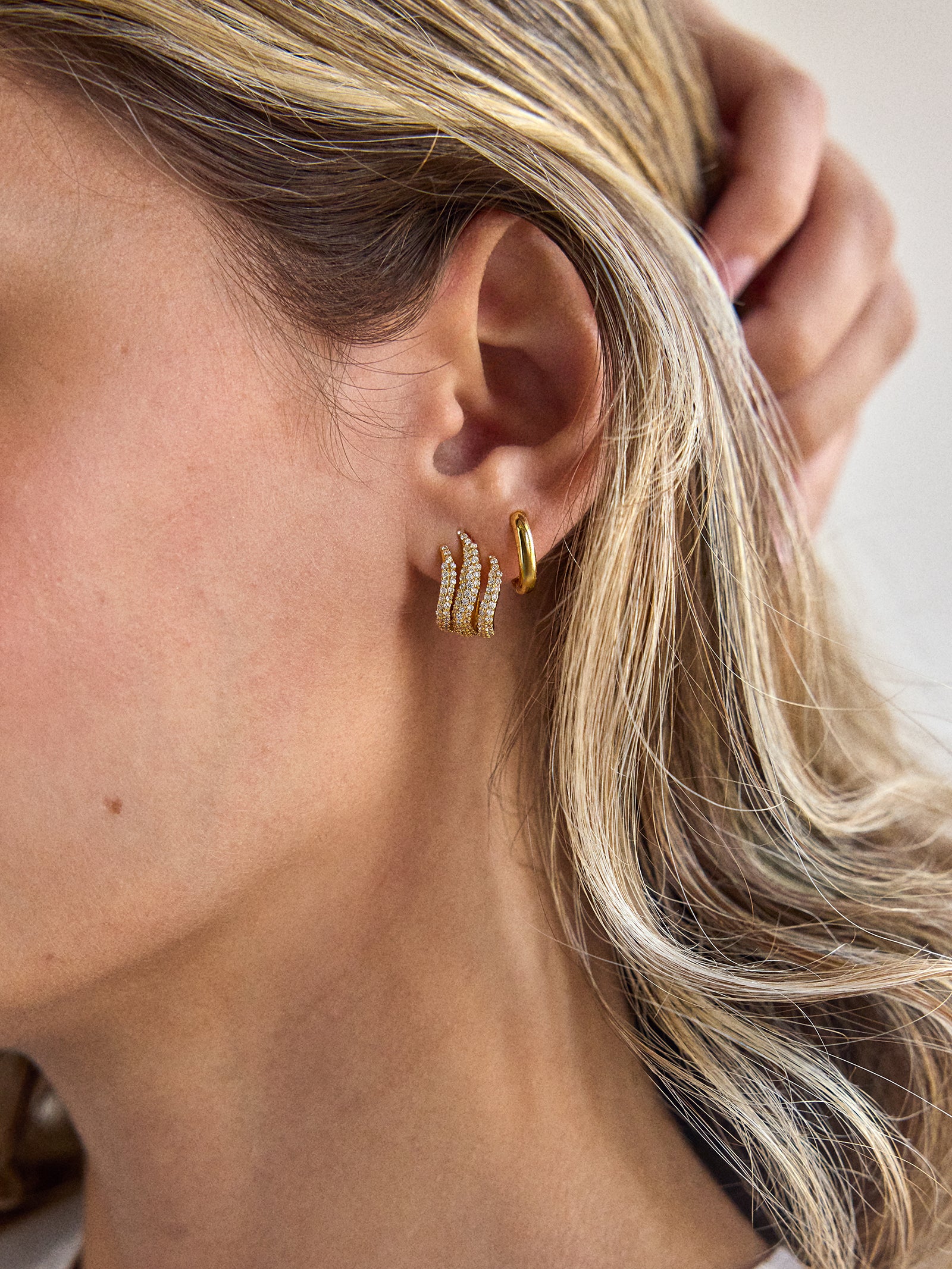 Giselle 18K Gold Earrings - Gold/Pav?? - Image 2