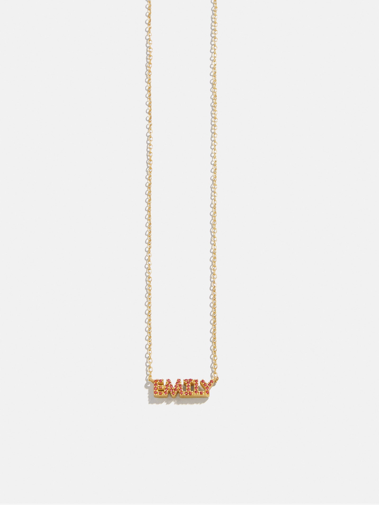 18K Gold Birthstone Custom Nameplate Necklace - Garnet - Image 3