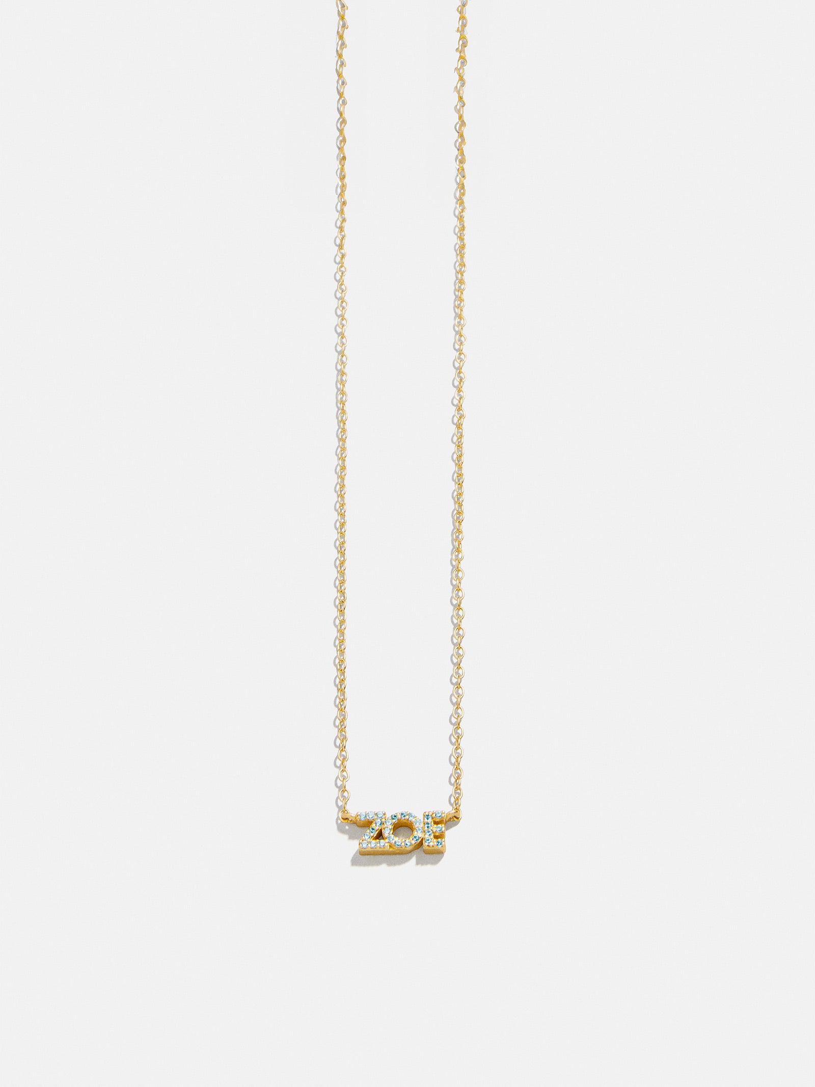 18K Gold Birthstone Custom Nameplate Necklace - Aquamarine - Image 3