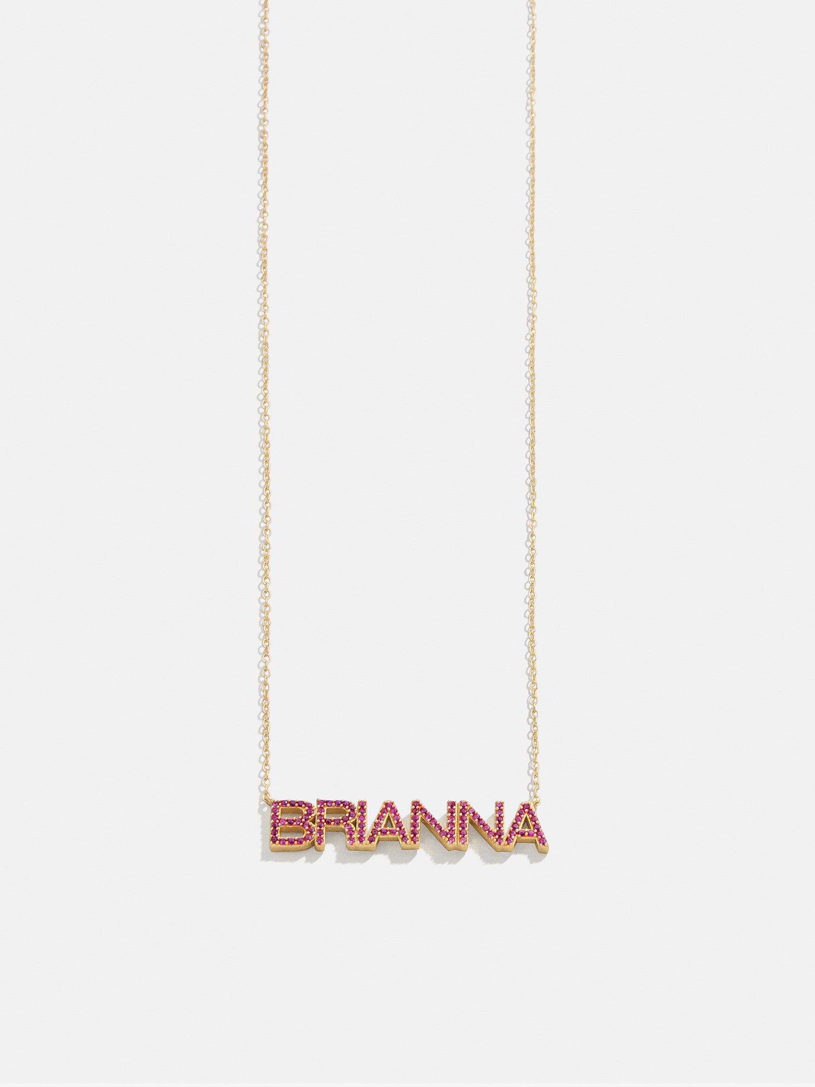 18K Gold Birthstone Custom Nameplate Necklace - Ruby - Image 6
