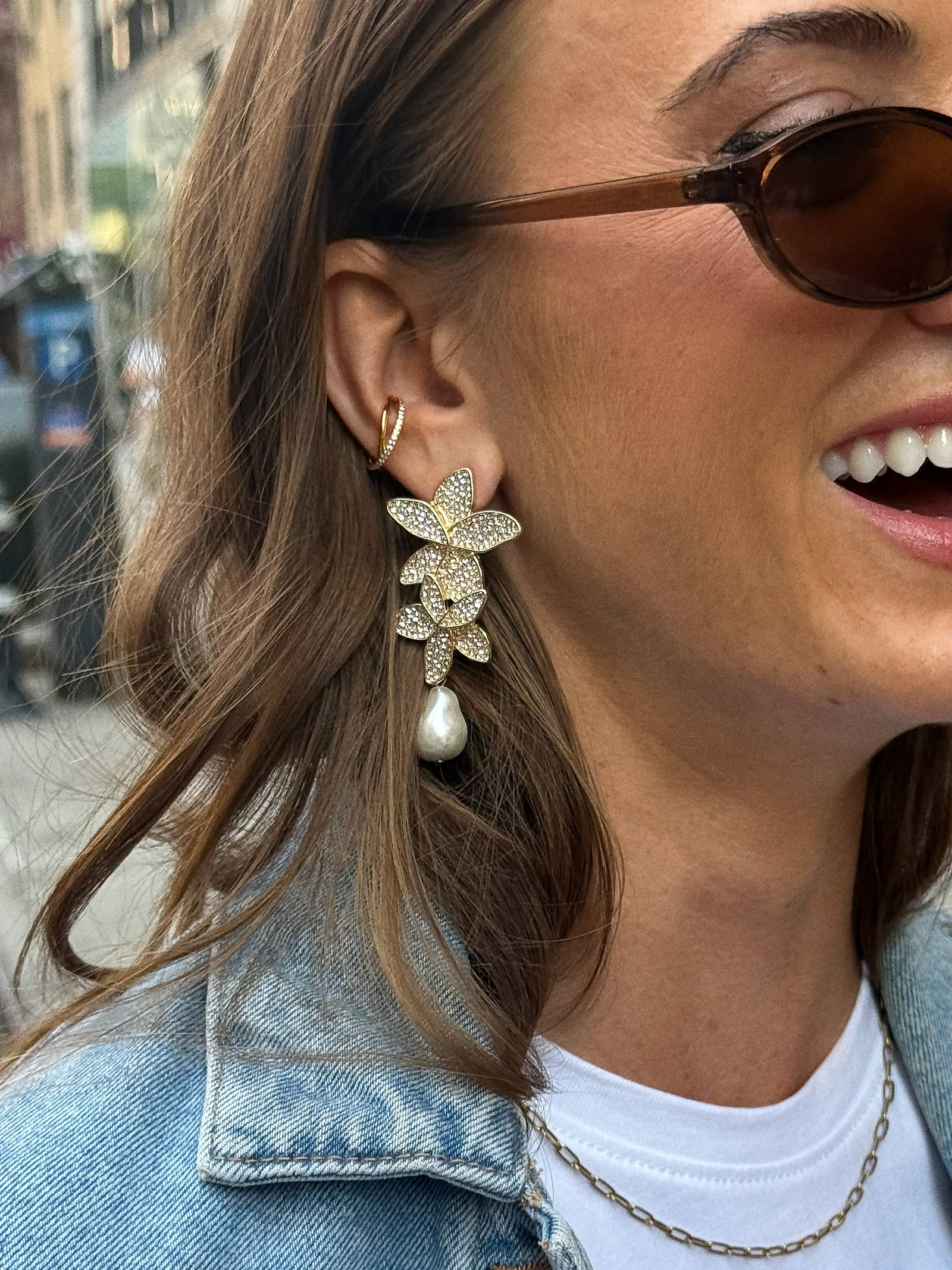 Marissa Floral Earrings - Gold/Pav?? - Image 2