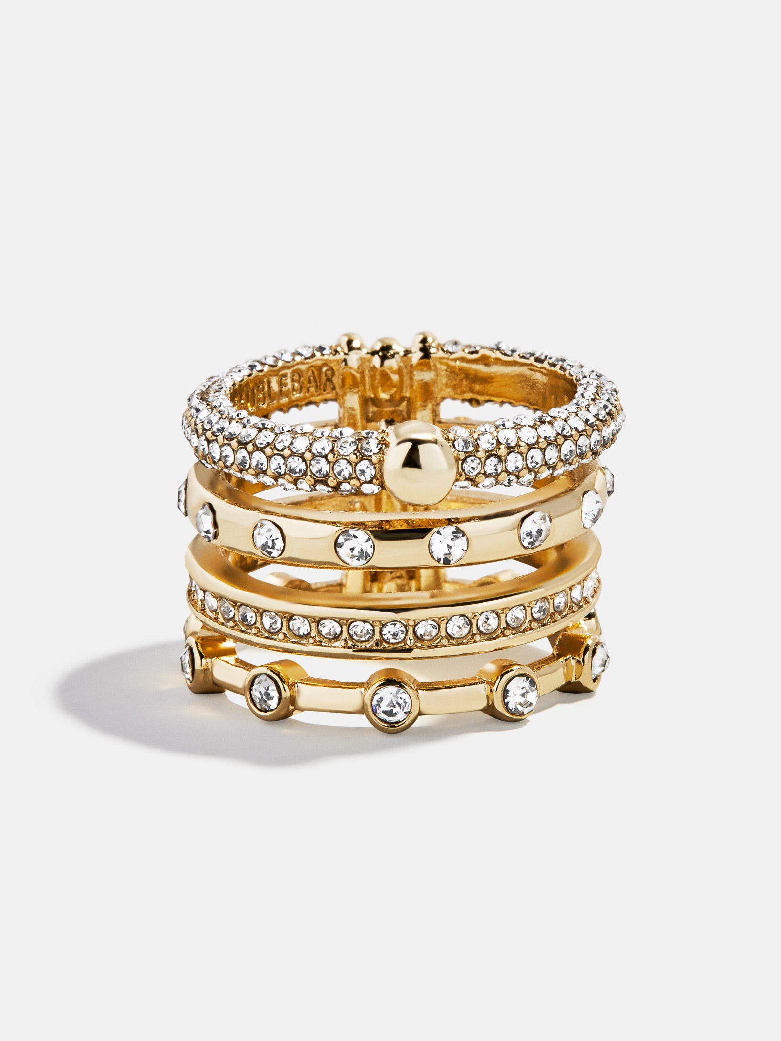 Rosaire Stacked Ring - Gold/Pav??