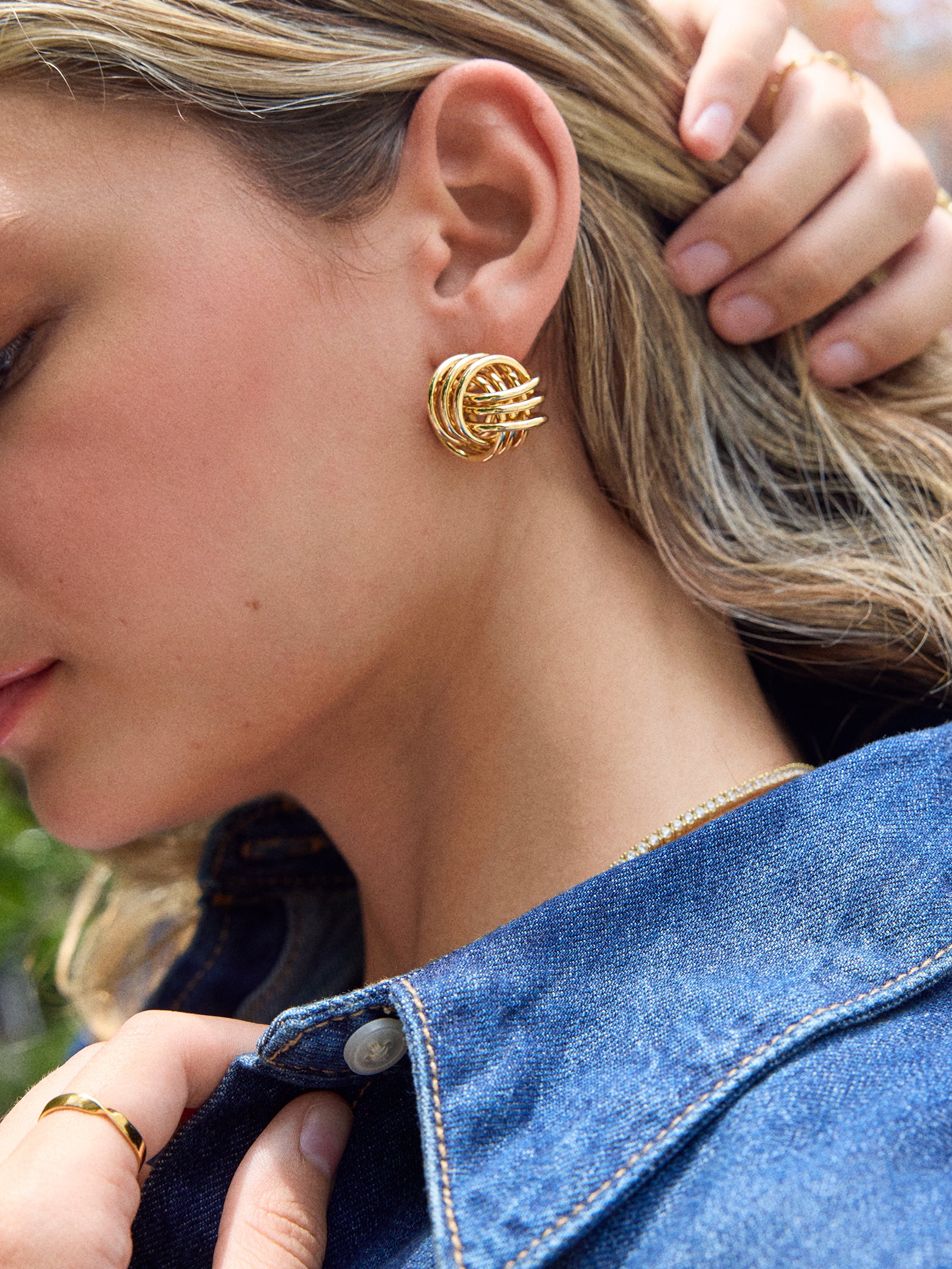 Lennox Gold Knot Earrings - Gold - Image 2