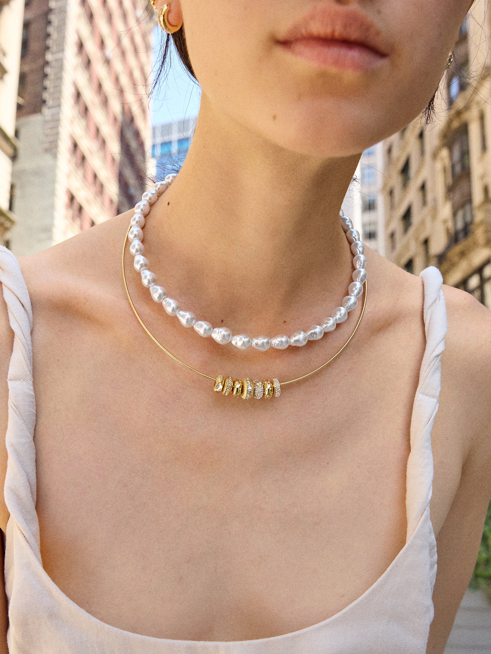 Ondine Pearl Collar Necklace - White - Image 3
