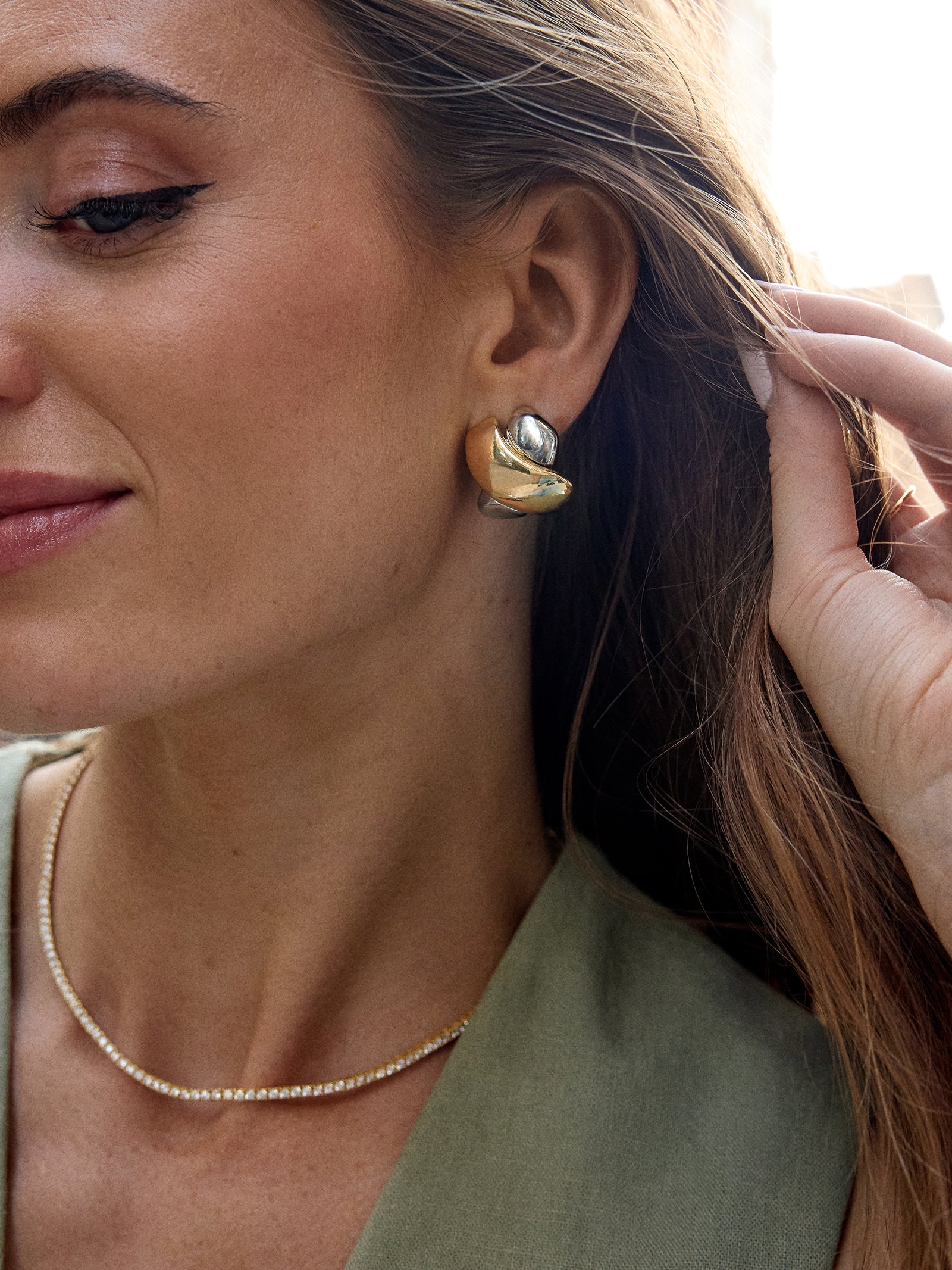 Melanie Stud Earrings - Gold/Silver - Image 2