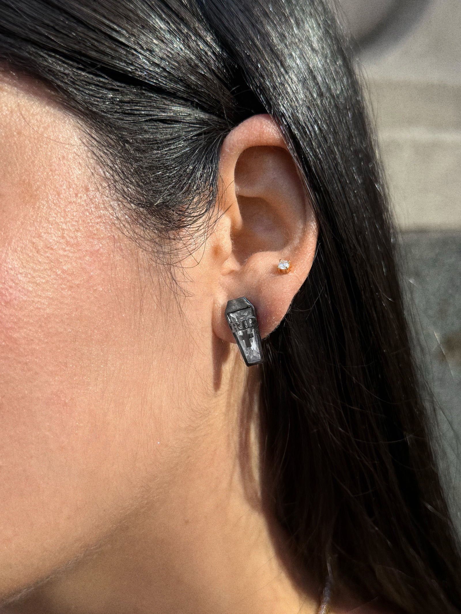 Coffin Stud Earrings - Coffin - Image 2