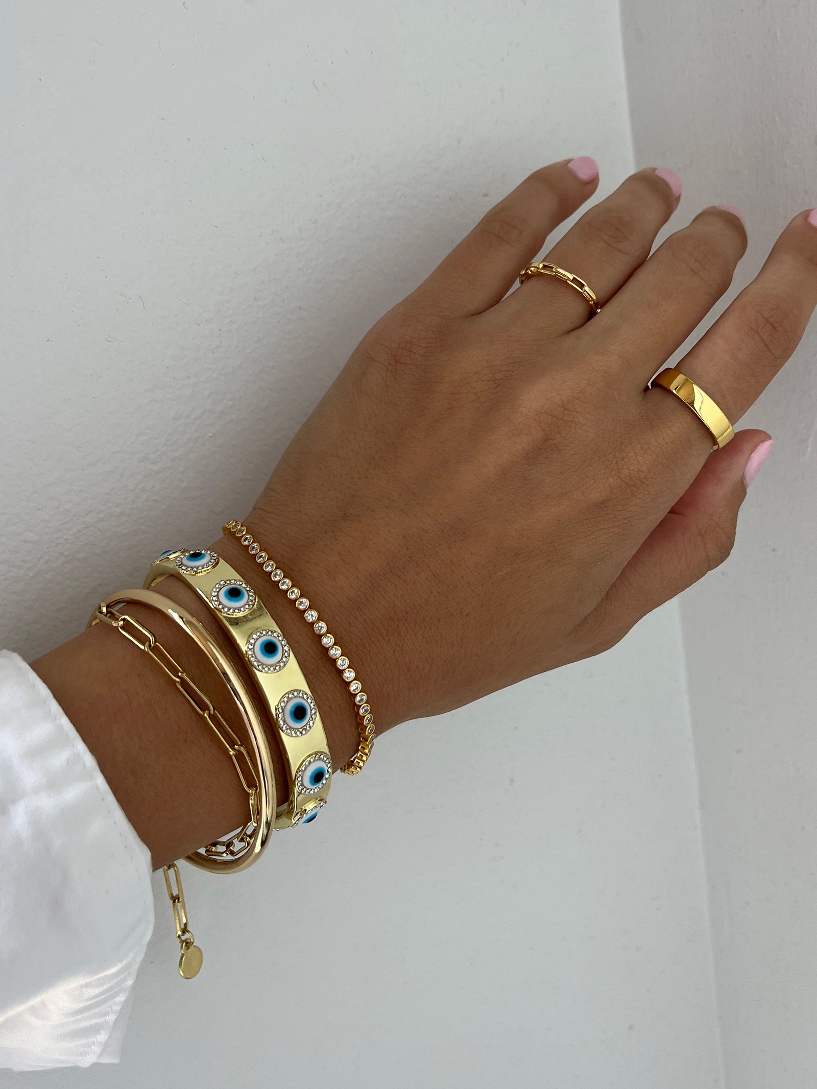 Eyes On Eyes Cuff Bracelet - Gold/Blue - Image 2