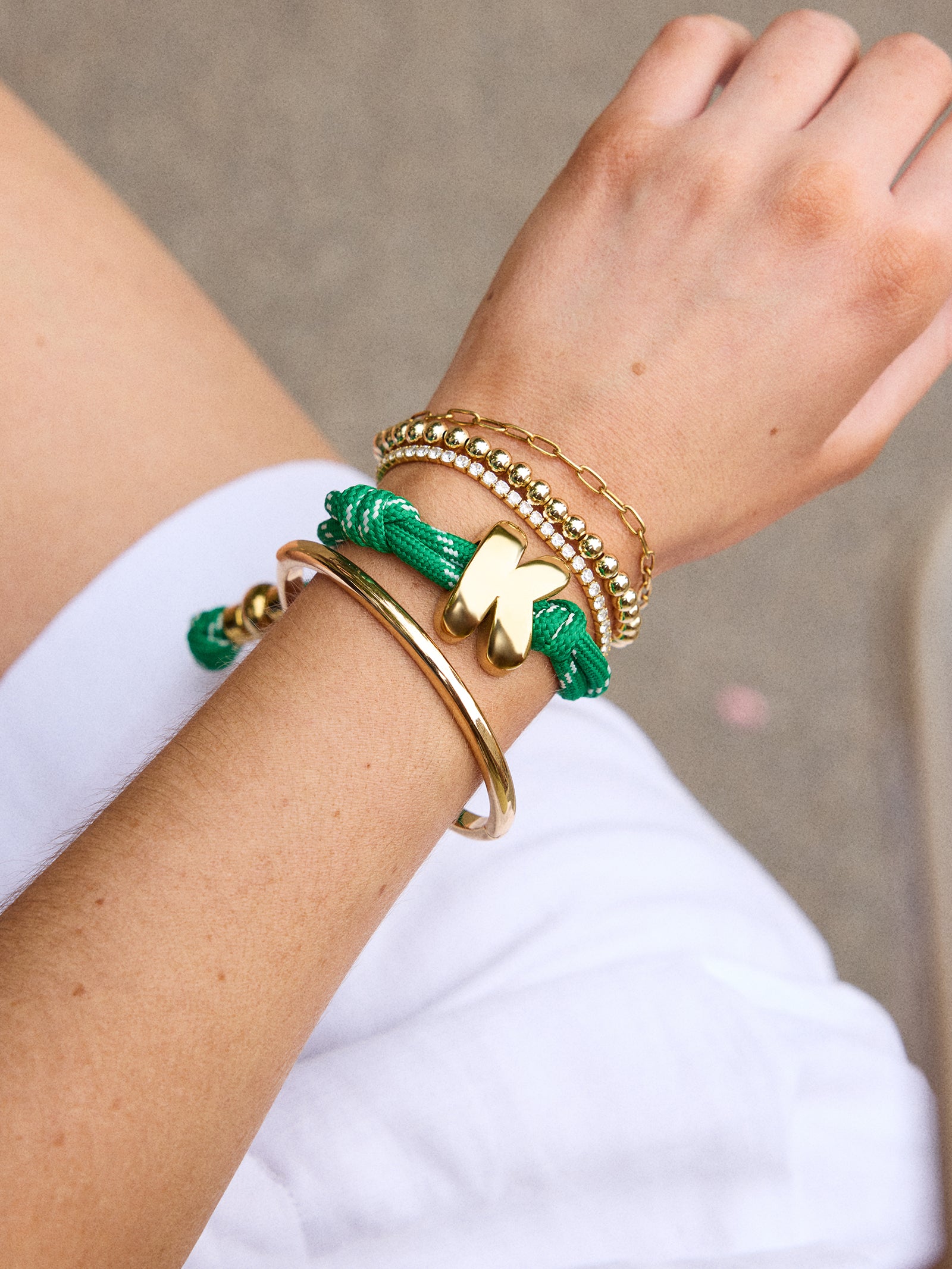 Knotty Initial Bracelet - Bright Green - Image 11