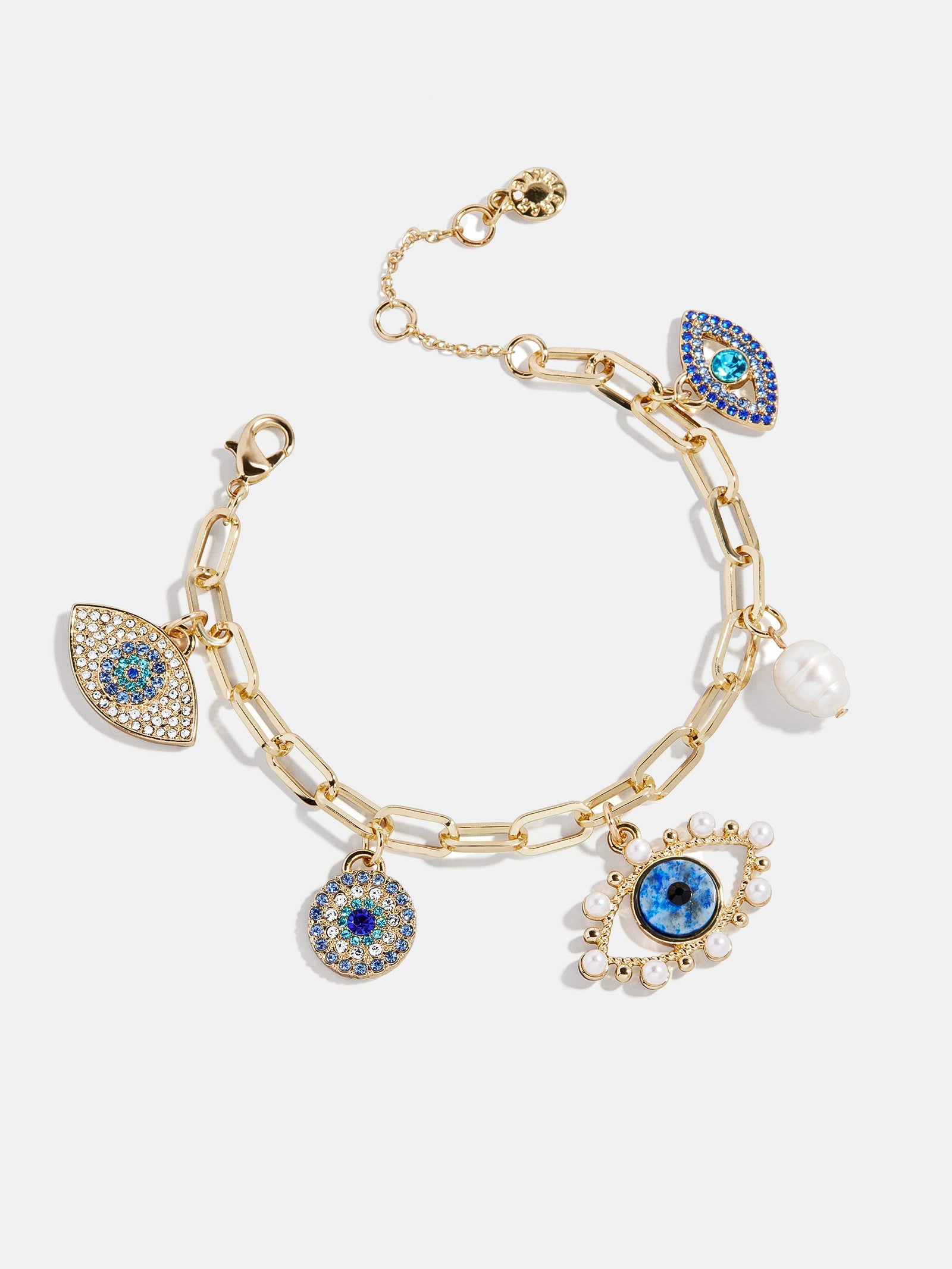 Evil Eye Charm Bracelet - Gold/Blue - Image 4