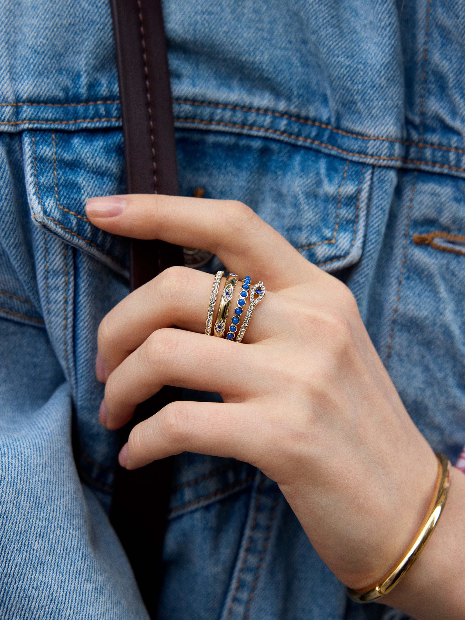 Evil Eye Ring Set - Gold/Blue - Image 2