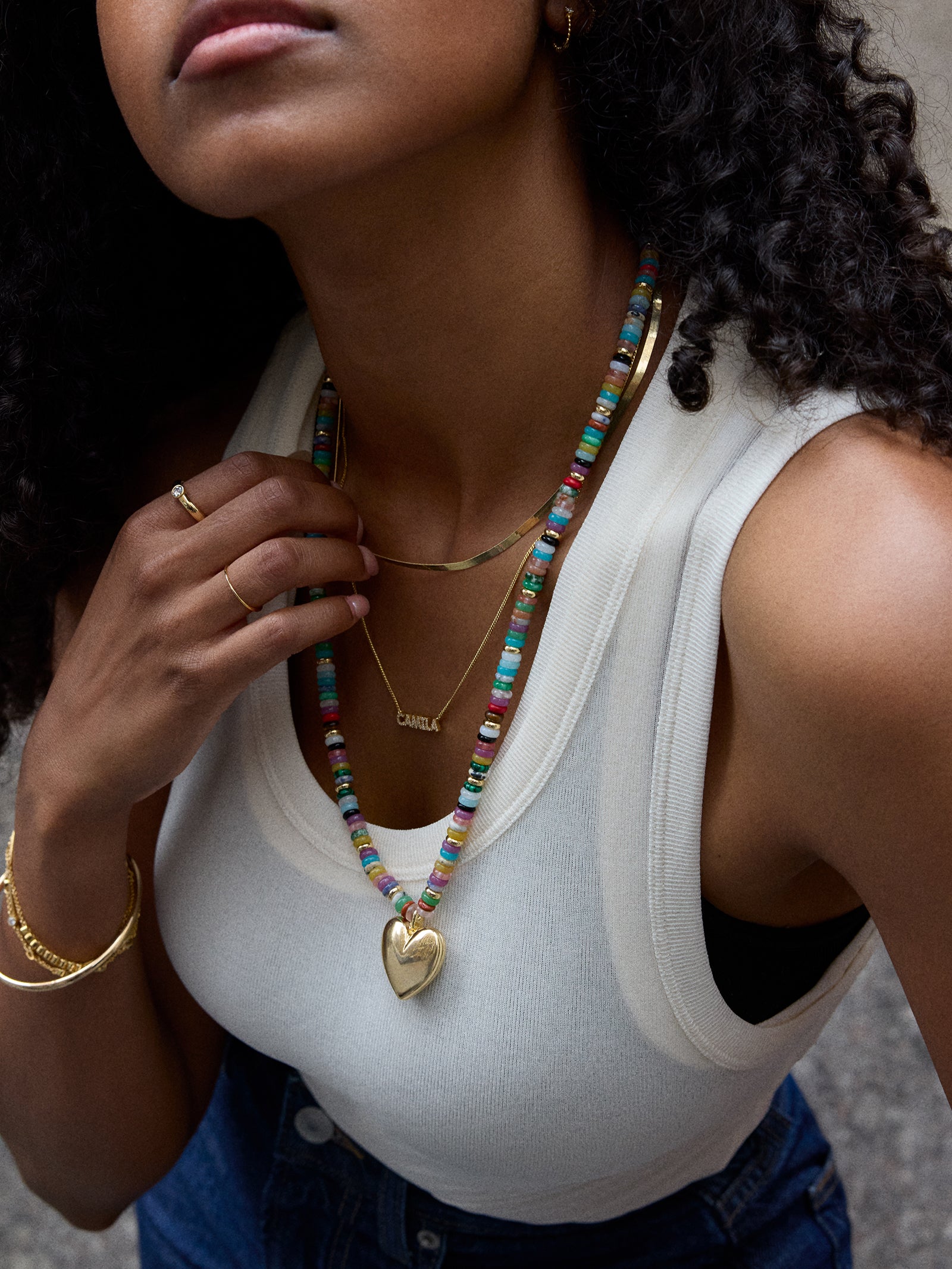 Millie Bubble Heart Necklace - Gold/Multi - Image 2
