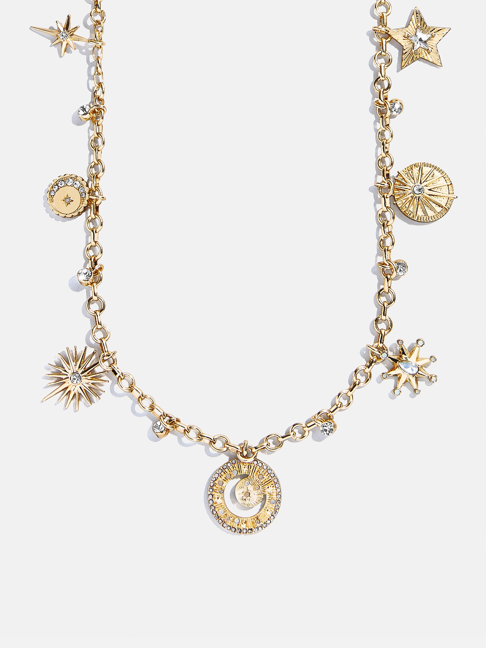 Star Power Celestial Charm Necklace - Gold/Pav??