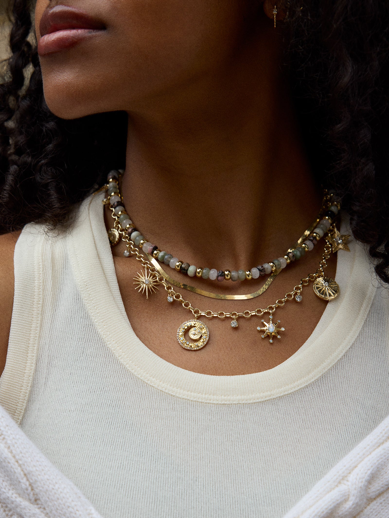 Star Power Celestial Charm Necklace - Gold/Pav?? - Image 2