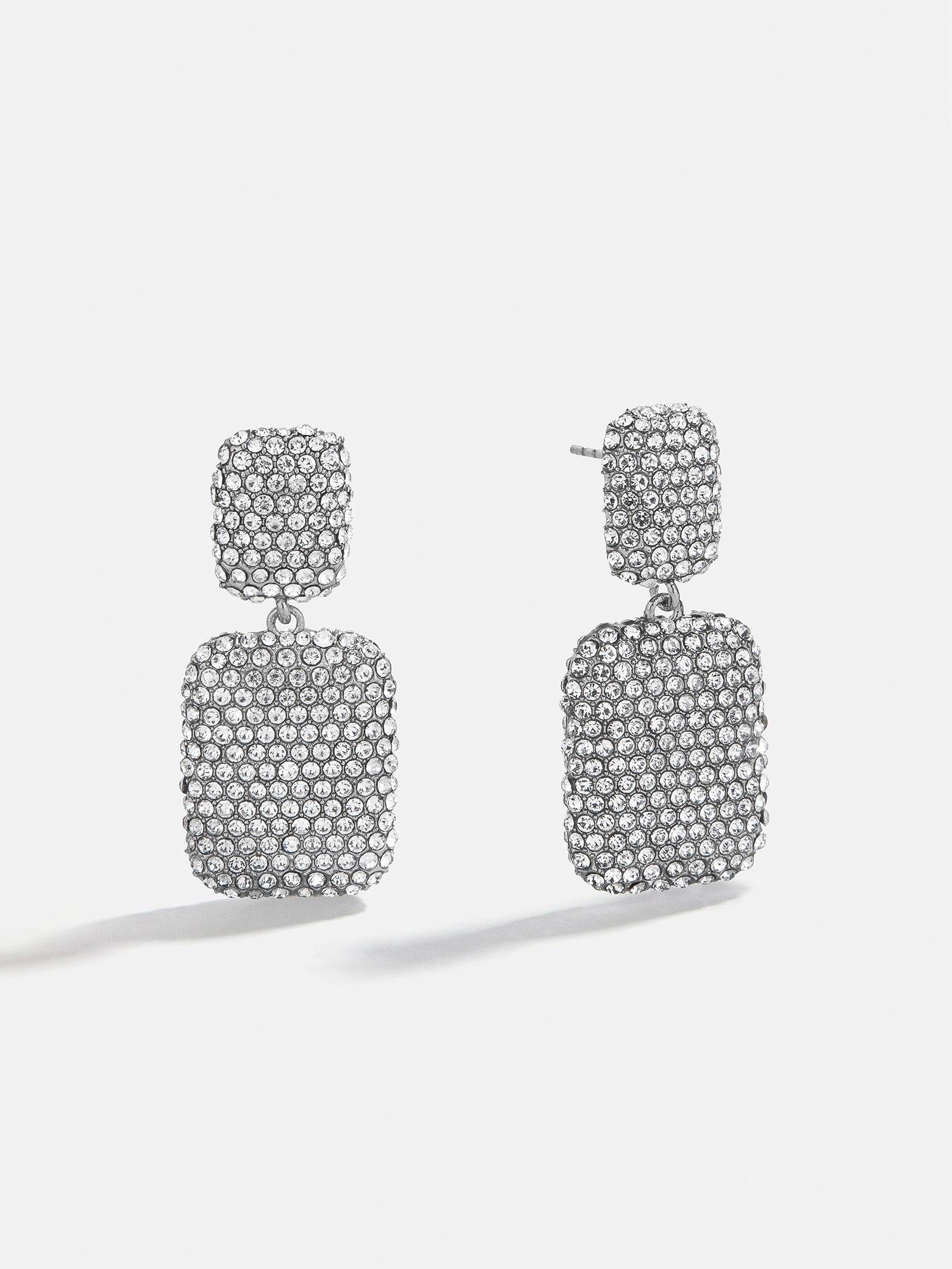 Tara Drop Earrings - Silver/Pav??