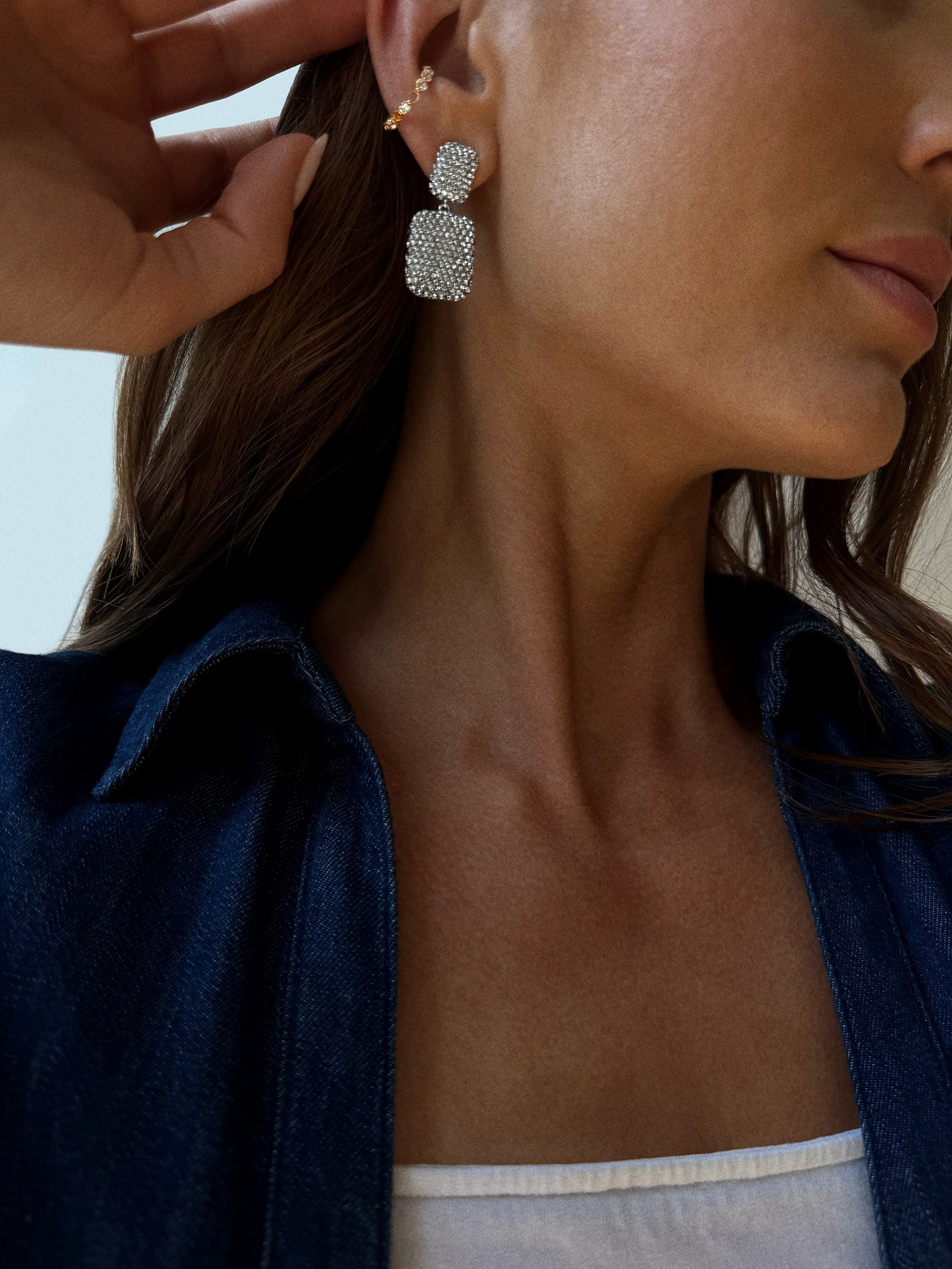 Tara Drop Earrings - Silver/Pav?? - Image 2