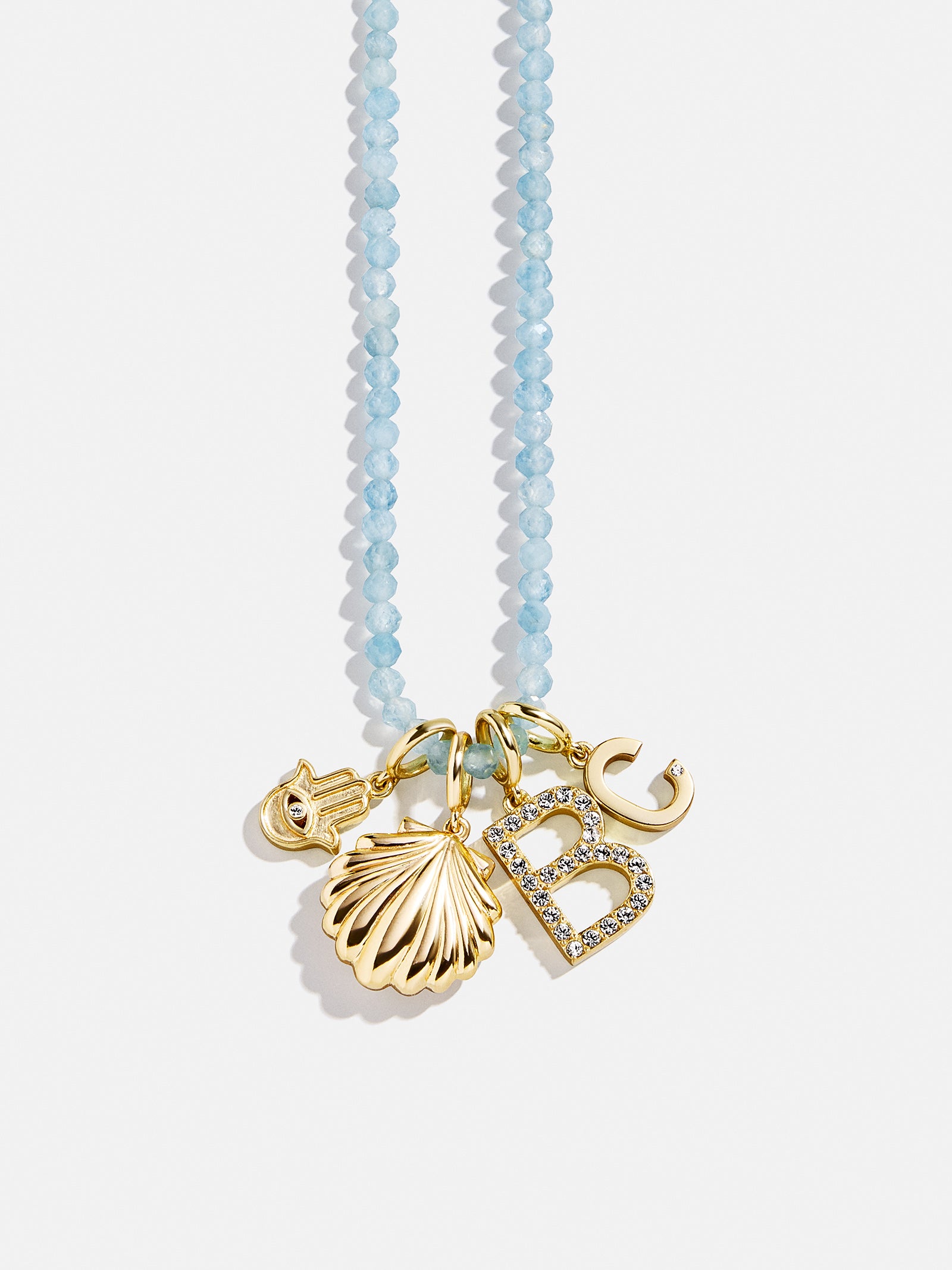 Semi-Precious Cluster Charm Necklace Base - Aquamarine Chain - Image 3