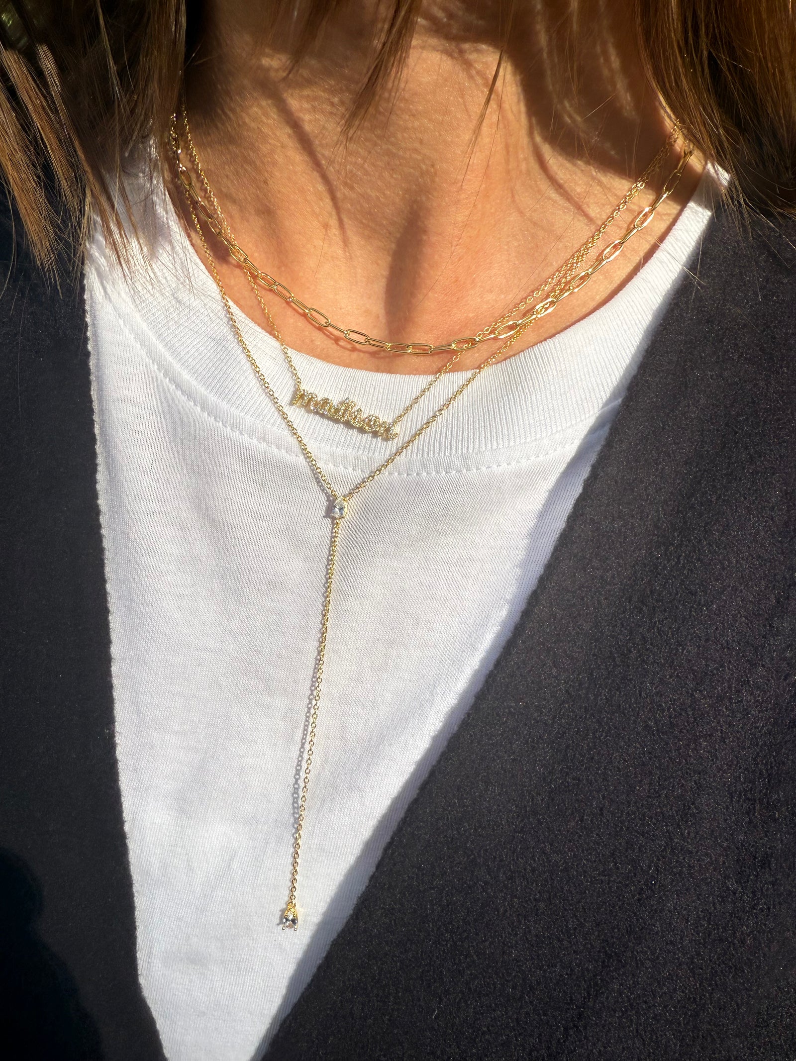 18K Gold Custom Nameplate Necklace - Mini Script - Image 2