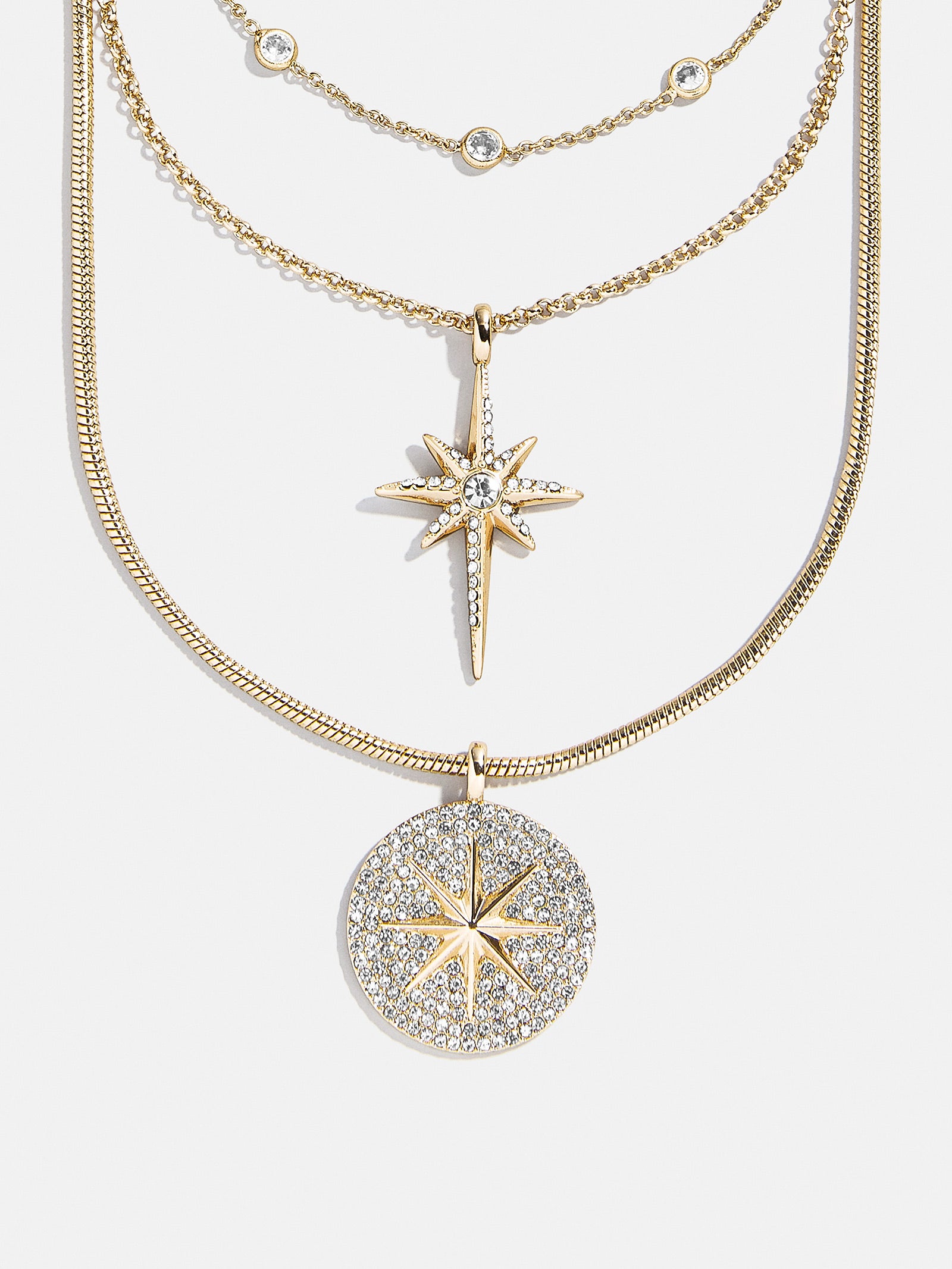 Lyra Celestial Layered Necklace - Gold/Pav??