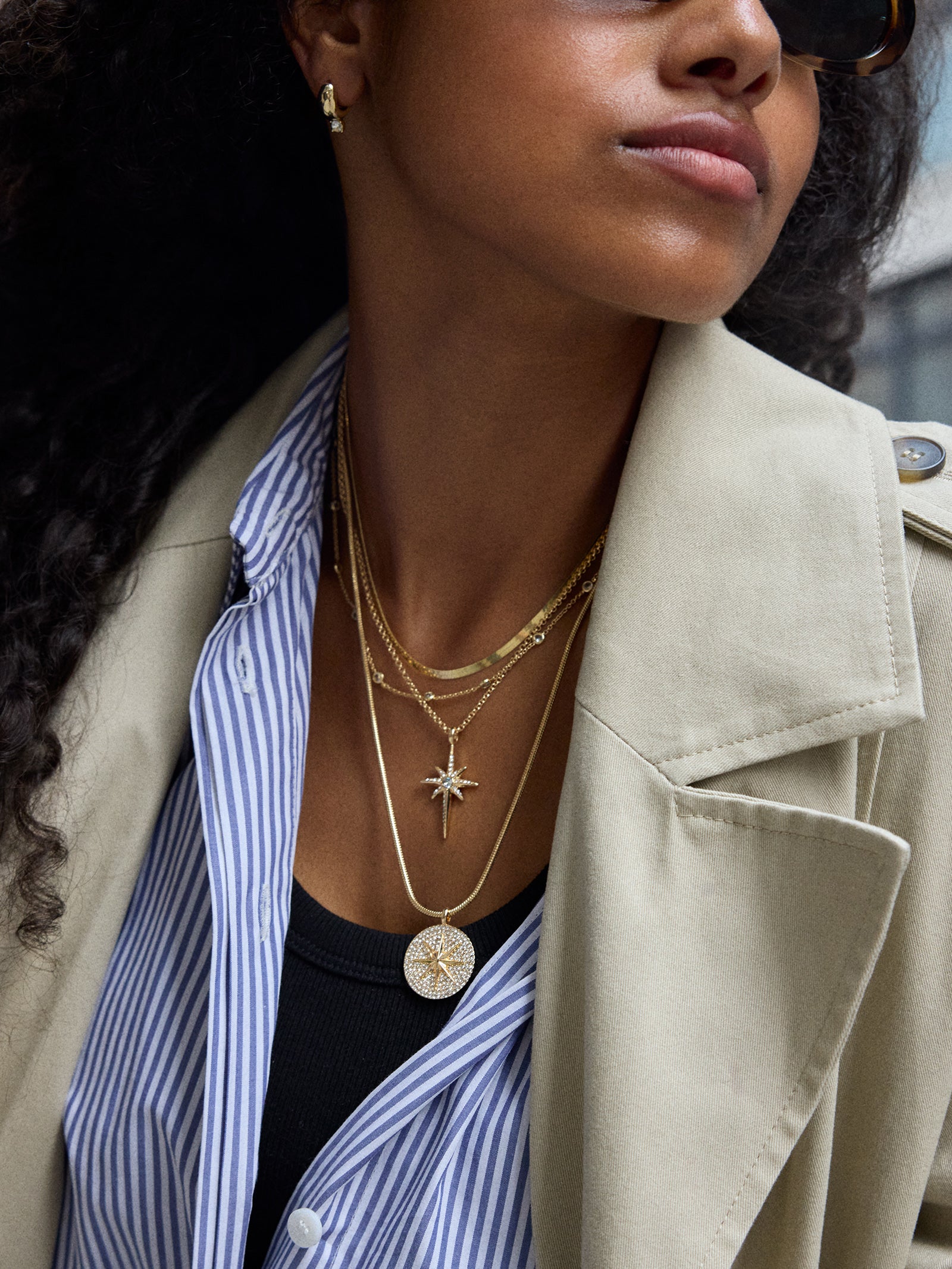 Lyra Celestial Layered Necklace - Gold/Pav?? - Image 2