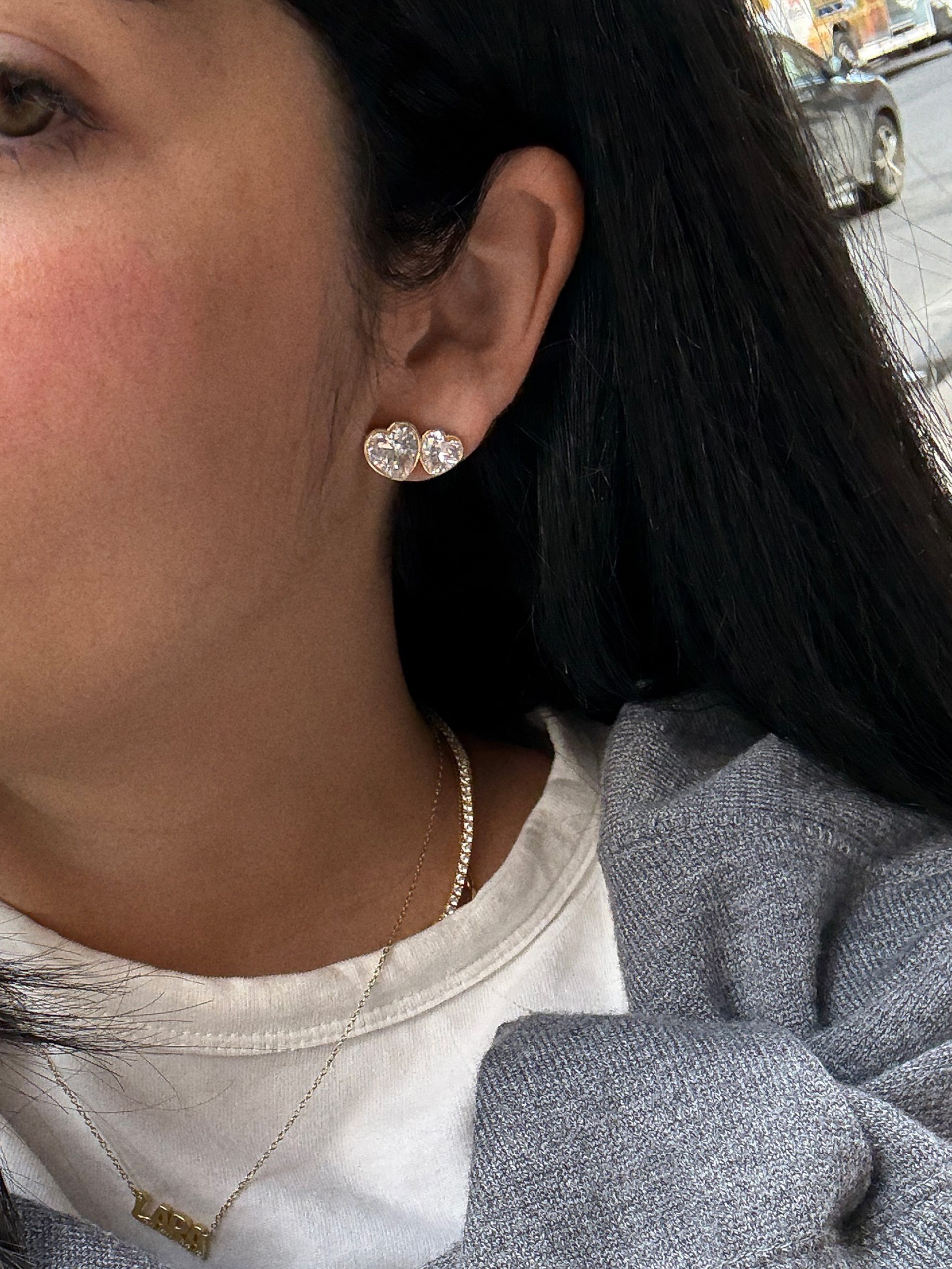 Kali Heart Earrings - Gold/Pav?? - Image 2